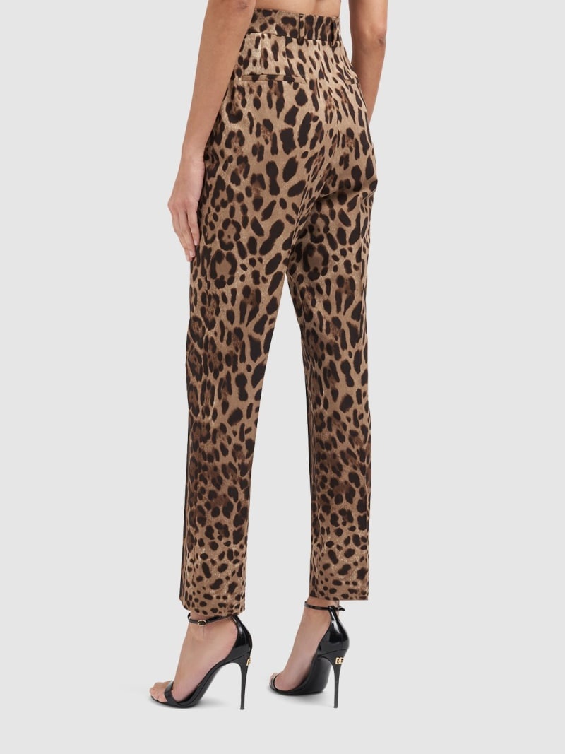 Leopard print high rise straight pants - 3