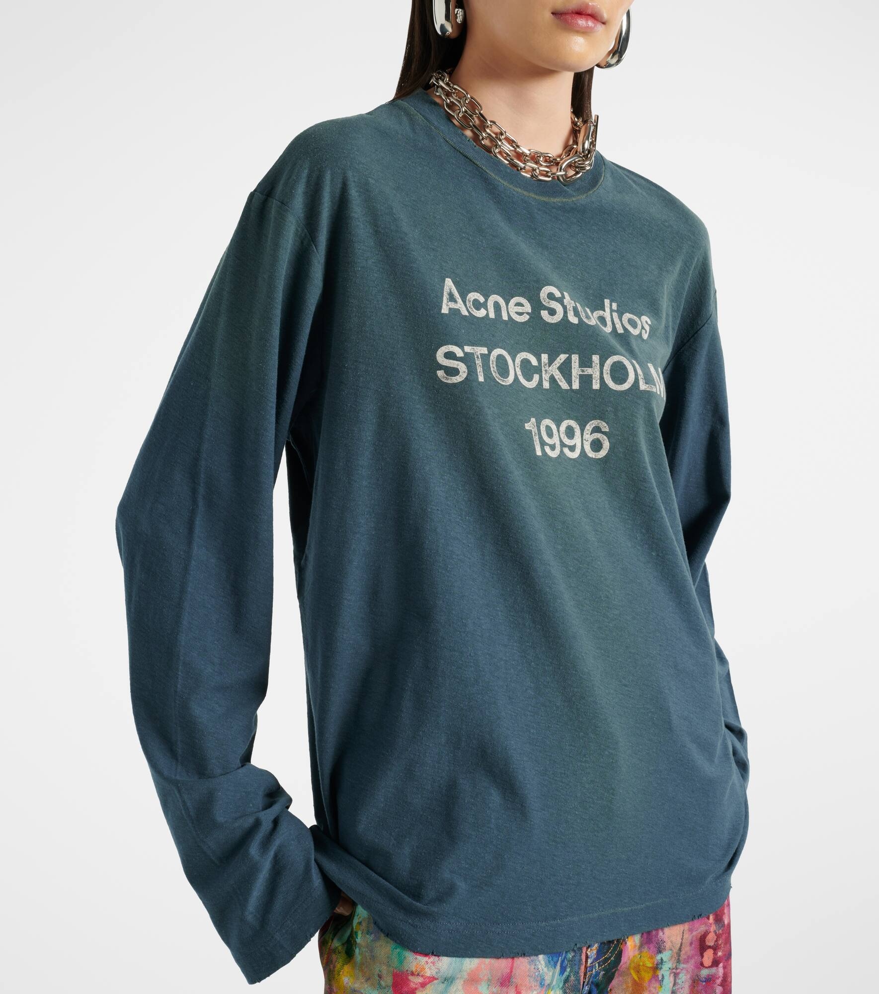 Logo distressed cotton-blend jersey T-shirt - 5
