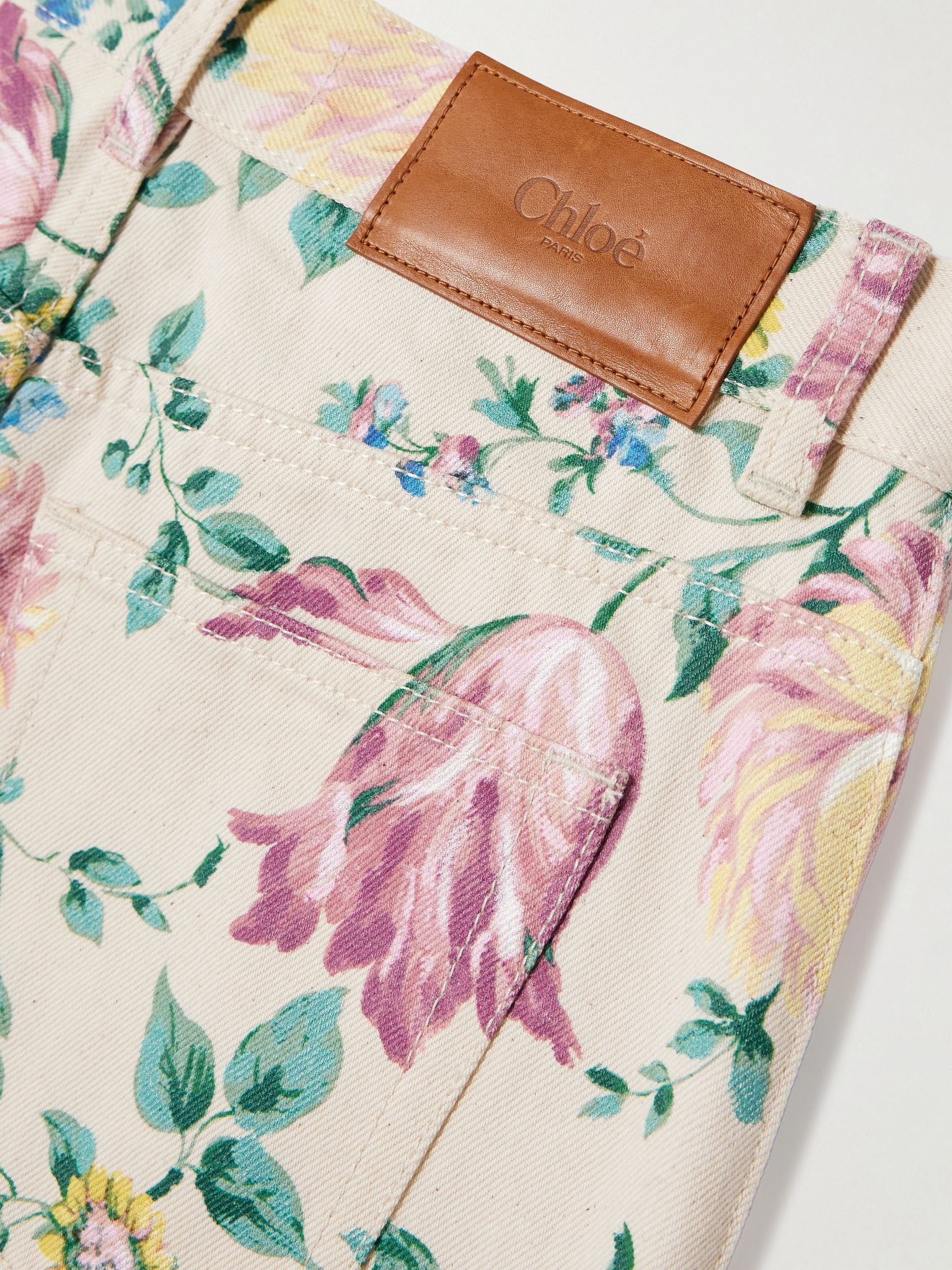 Floral-print high-rise straight-leg jeans Green - 6