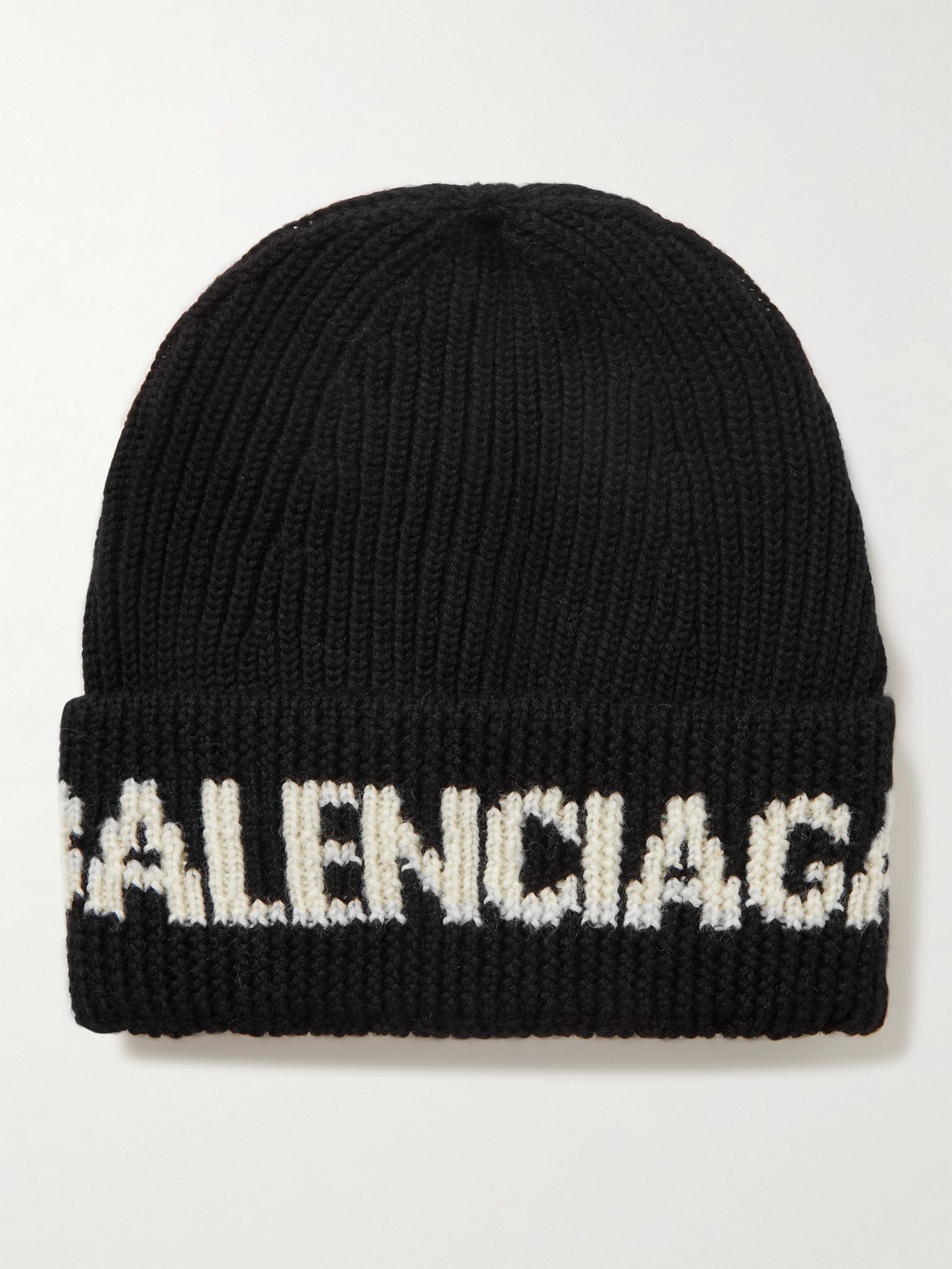 Logo-Jacquard Ribbed Wool-Blend Beanie - 1