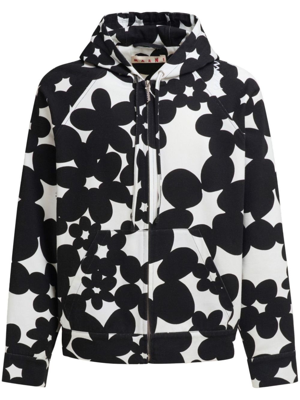 floral-print cotton hoodie - 1