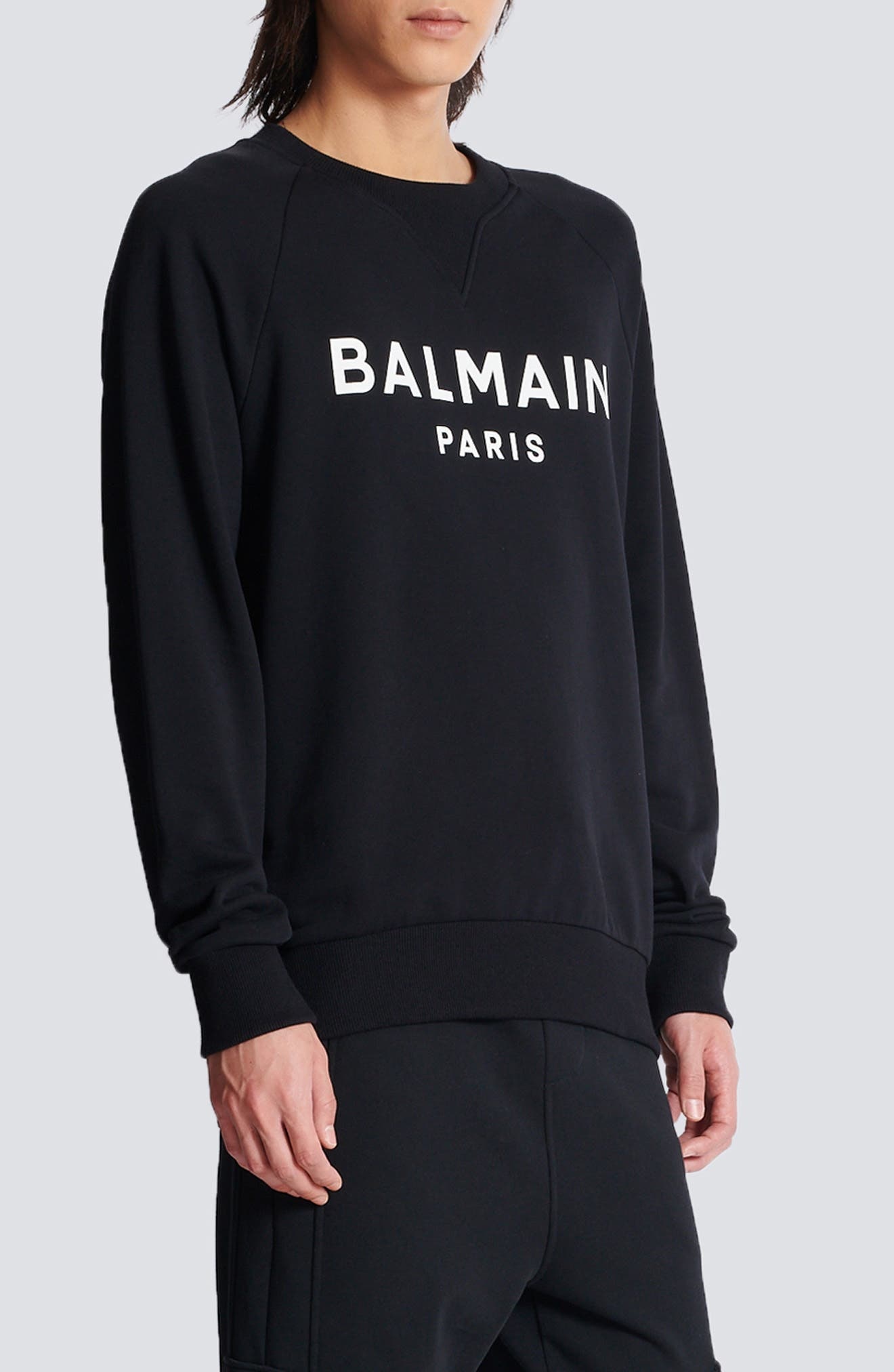 Balmain Logo Graphic Sweatshirt in Eab Black/White at Nordstrom - 3