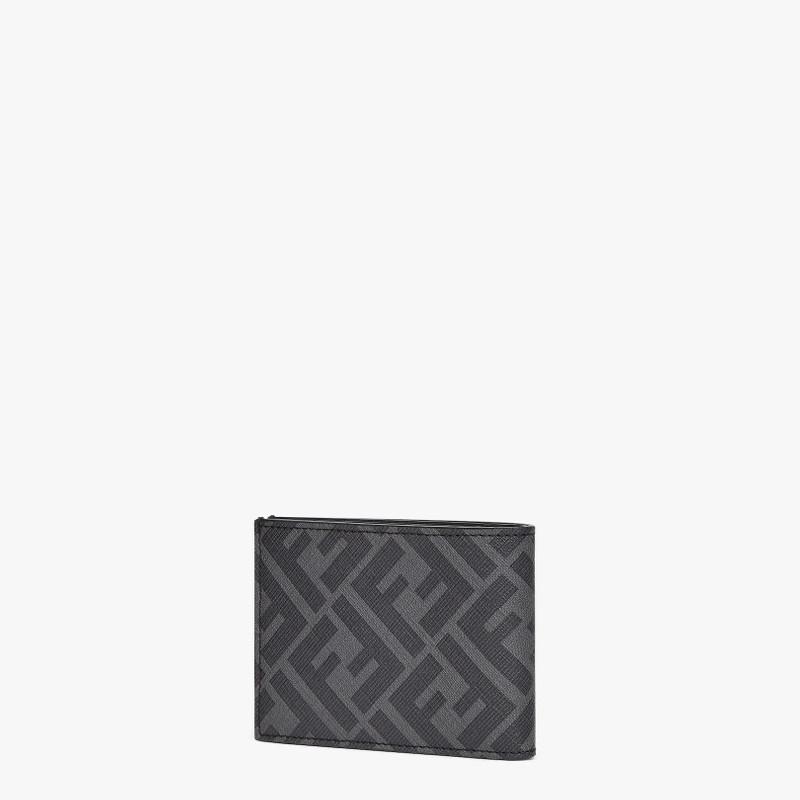 Gray fabric bi-fold wallet 2