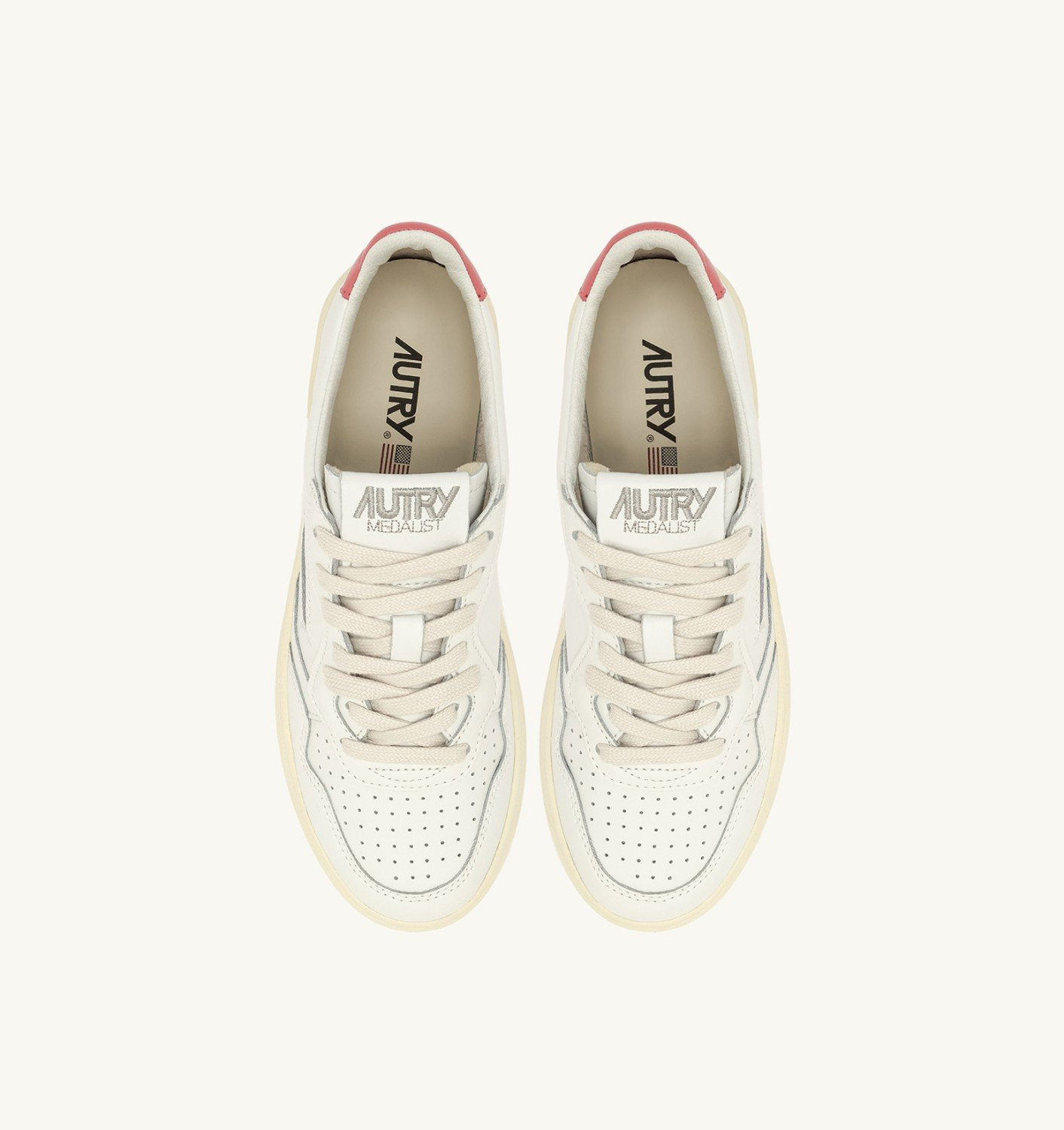 MEDALIST LOW SNEAKERS IN WHITE AND TEAROSE LEATHER - 5