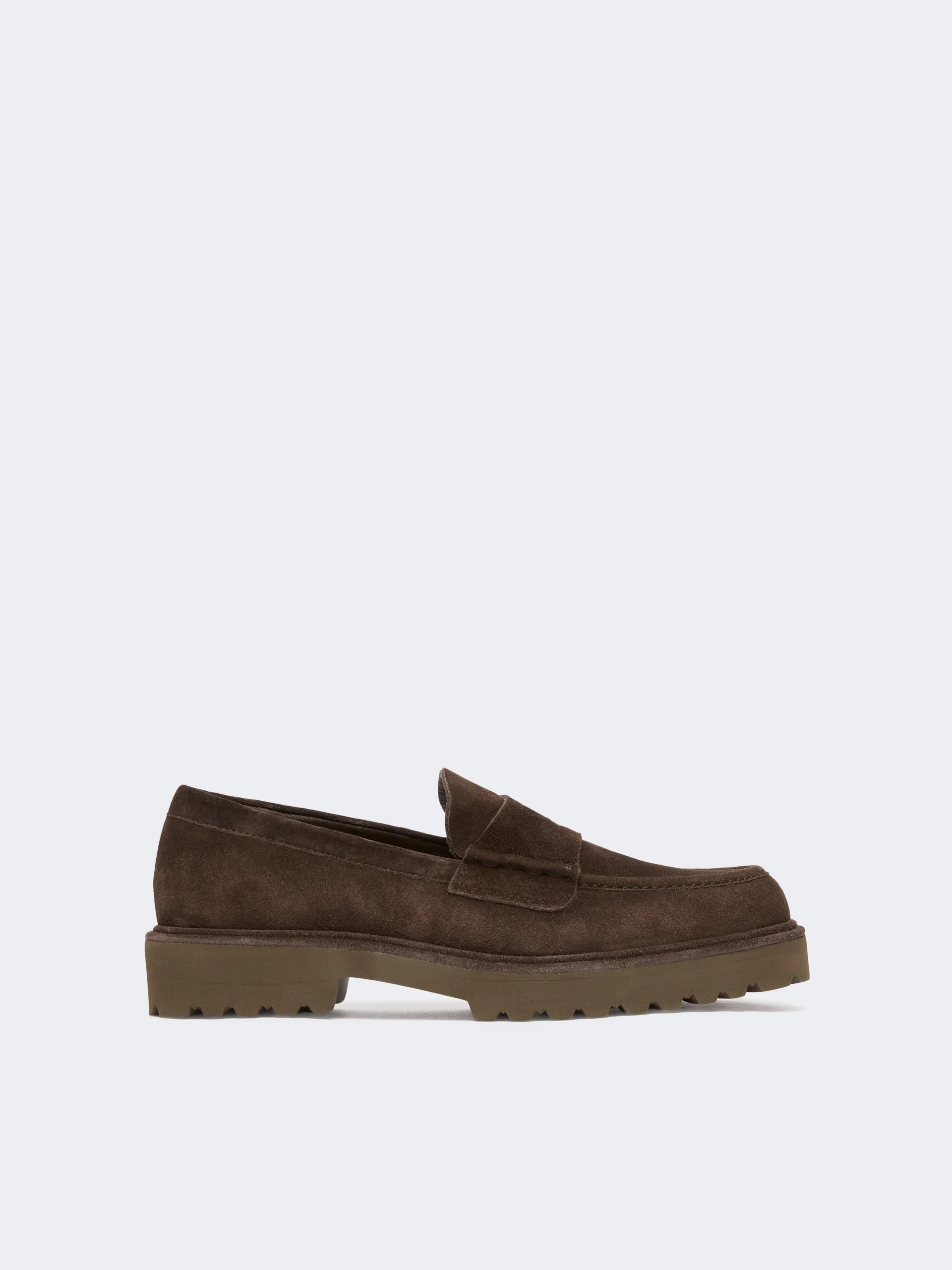 AFELIO Split calf leather loafers - DARK BROWN - 1