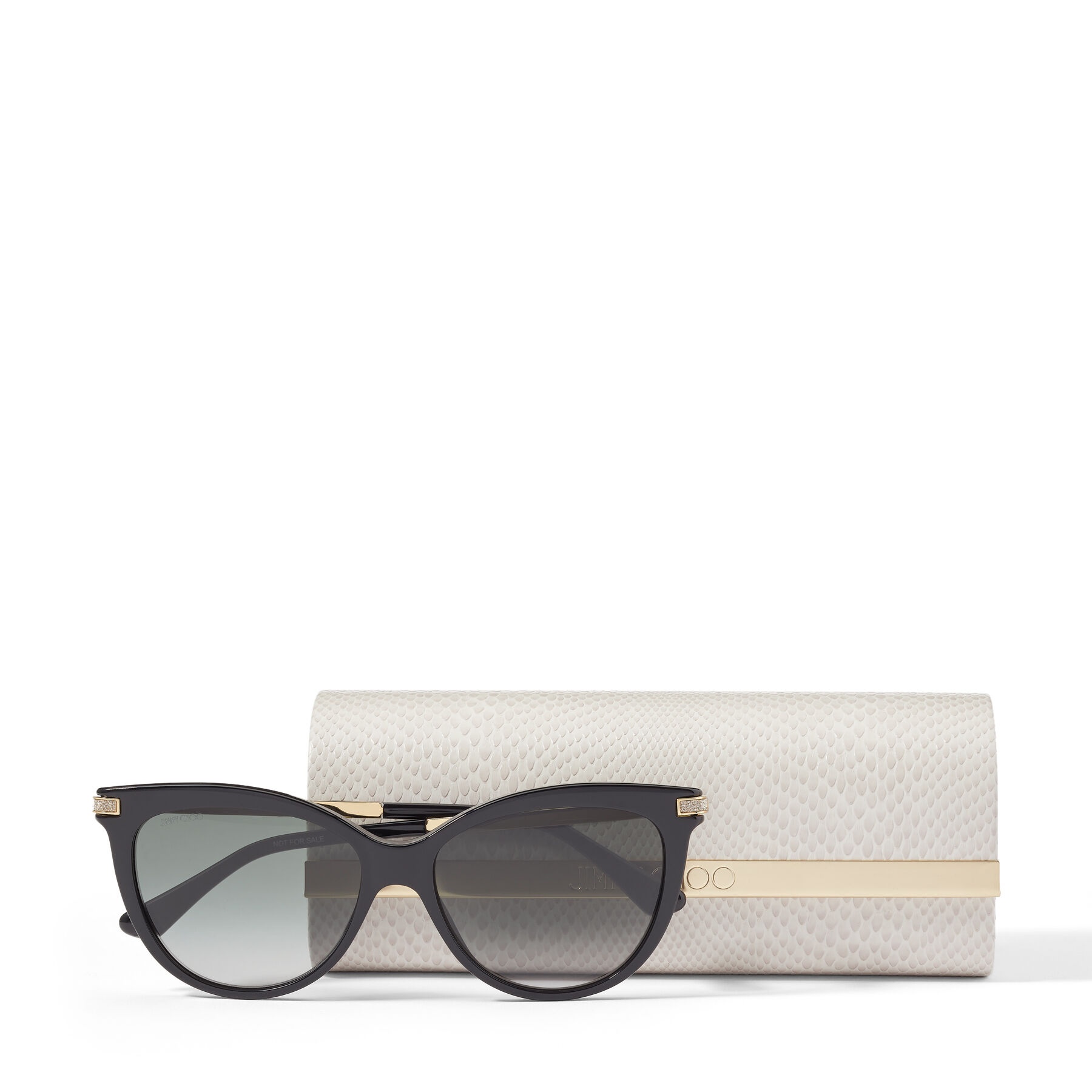 Axelle
Black Acetate and Rose Gold Metal Cat Eye Sunglasses with Grey-Shaded Lenses - 4