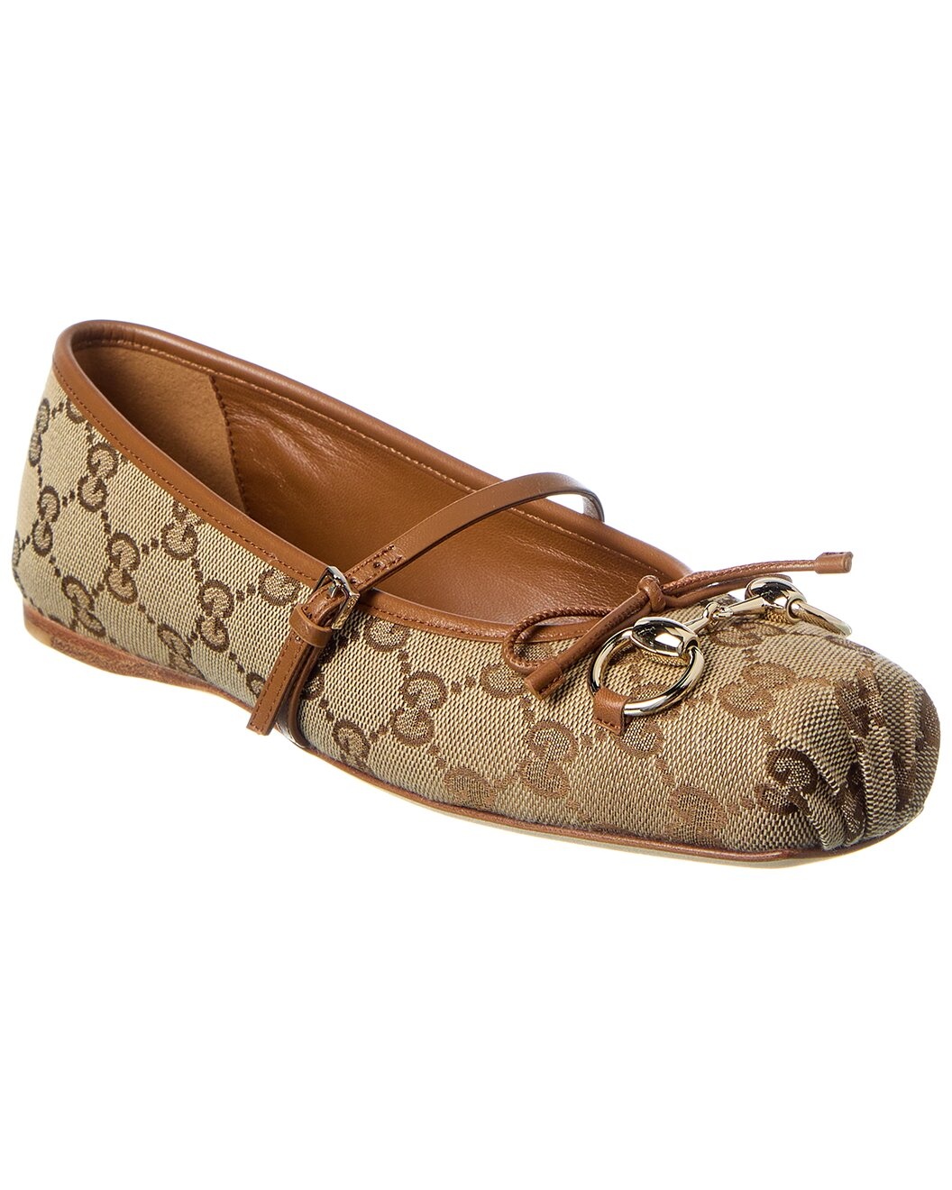 Gucci Horsebit GG Canvas & Leather Ballet Flat - 1