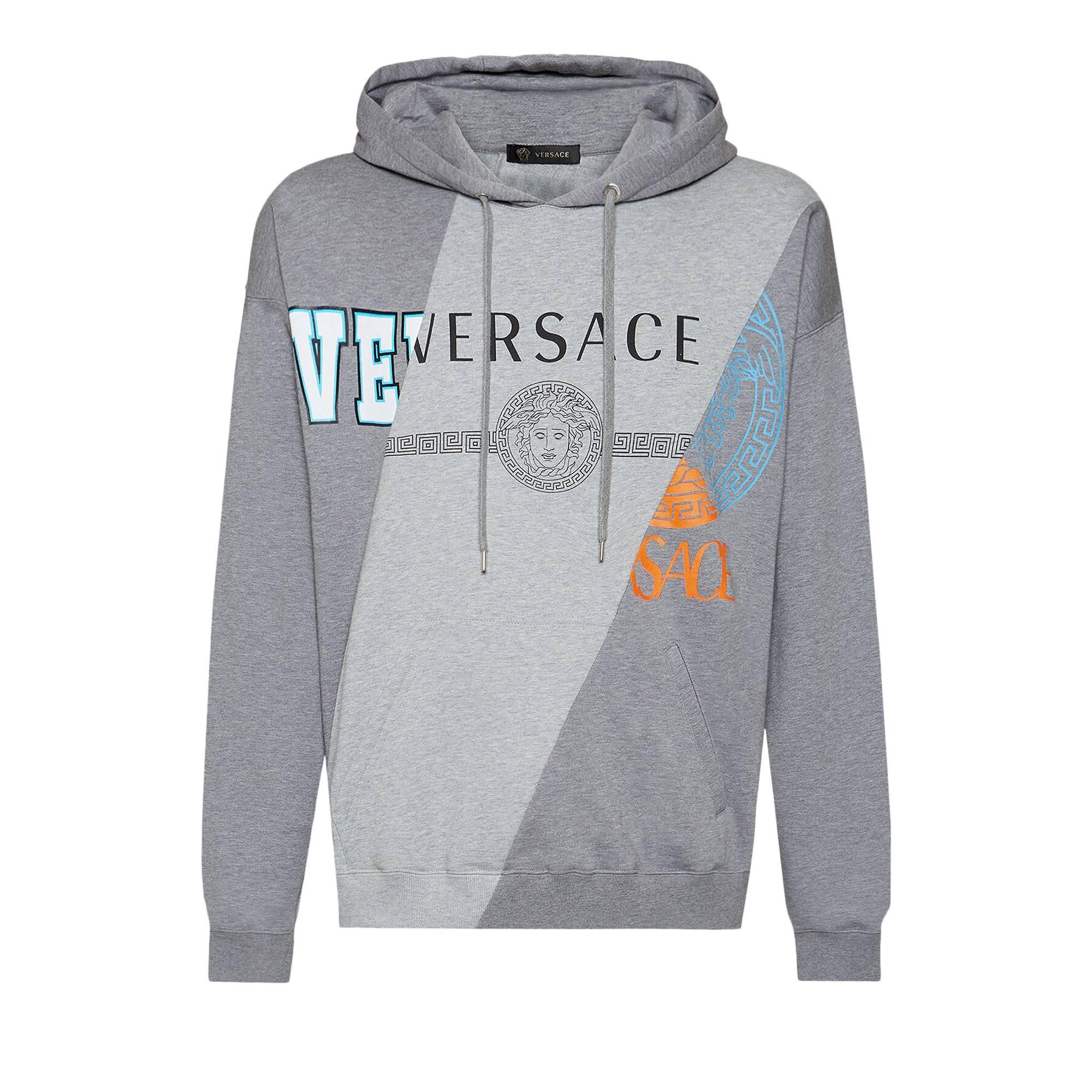 Versace Compilation Print Hoodie 'Light Grey Melange' - 1