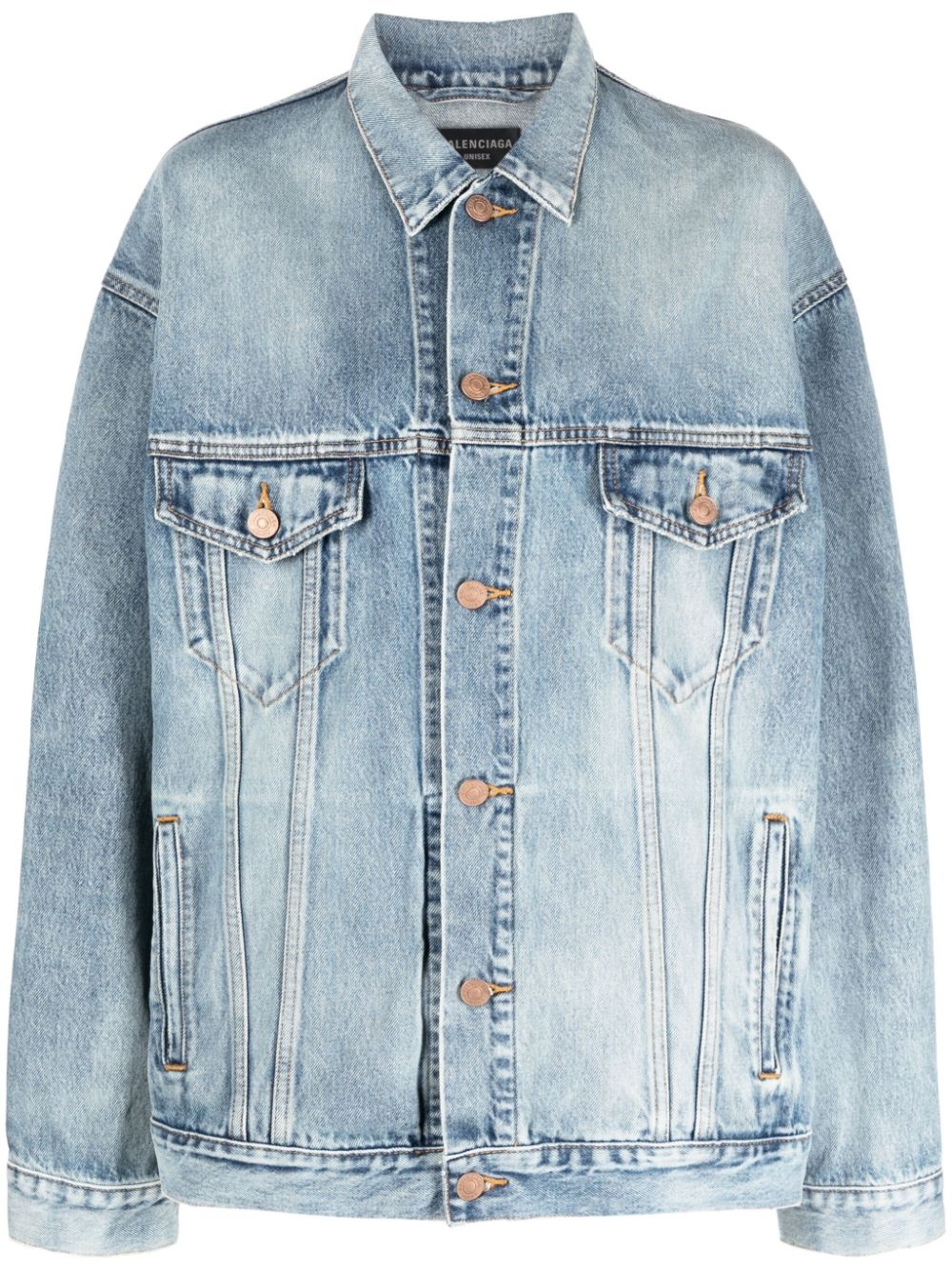 oversized logo-print denim jacket - 1