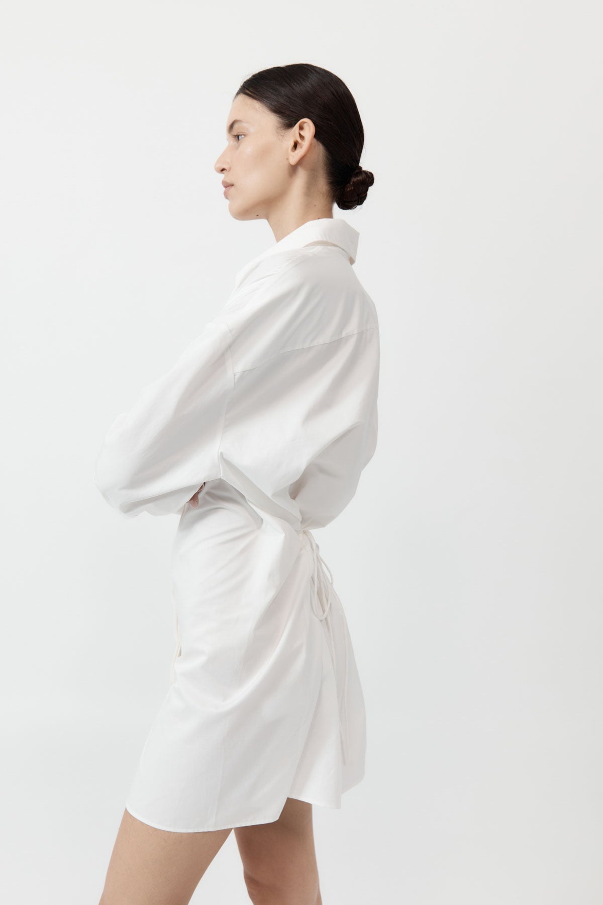 Cotton Oversized Shirt Dress - White - 4