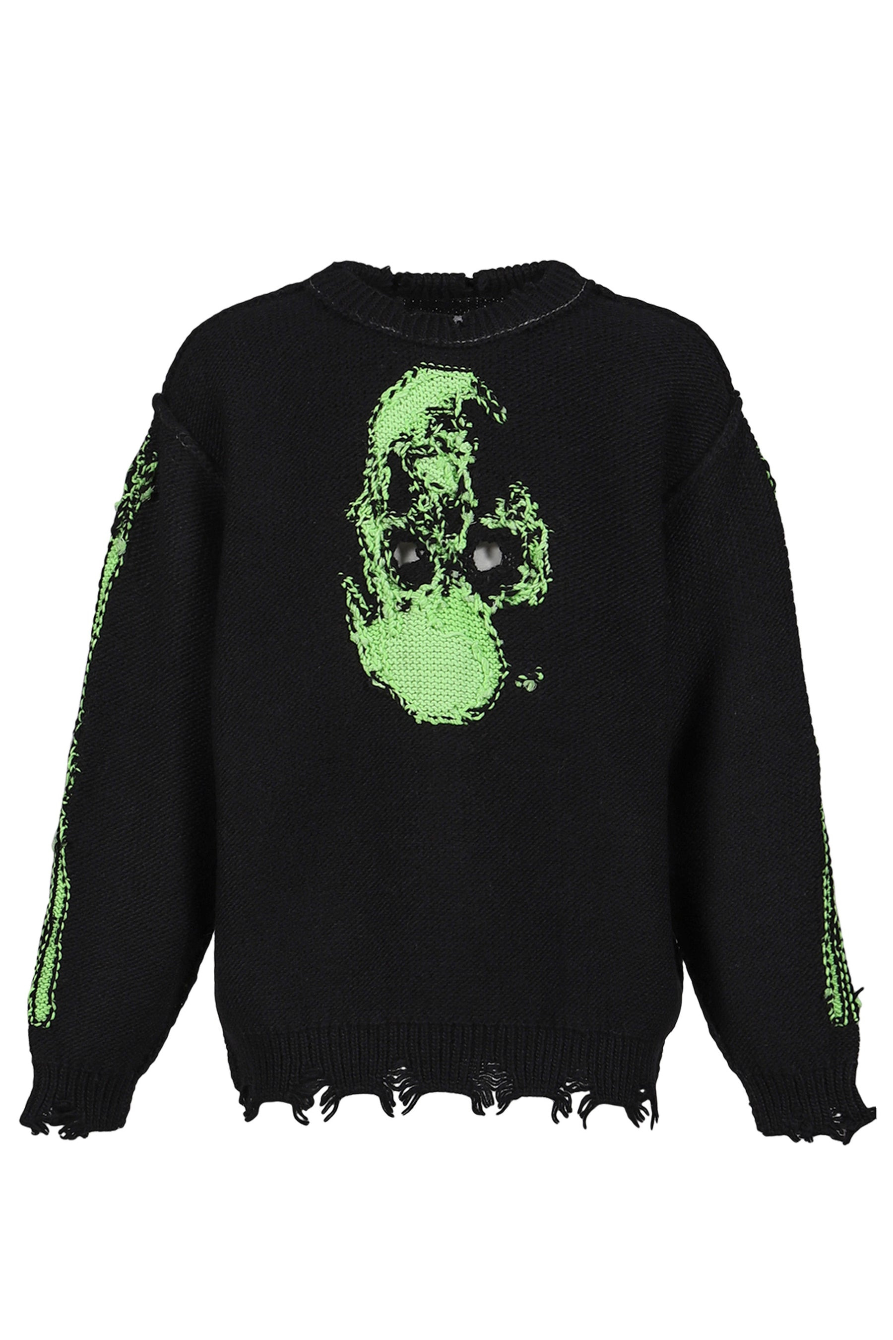 GLOW-IN-THE-DARK SKULL KNIT PULLOVER / BLK - 5