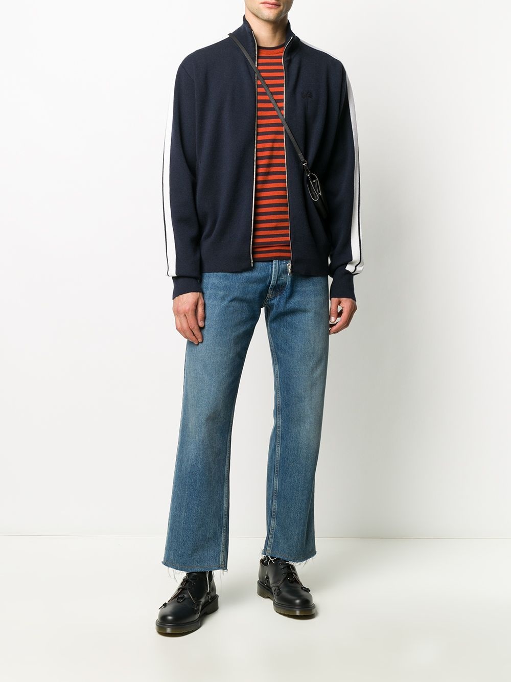 striped cashmere track jacket - 2