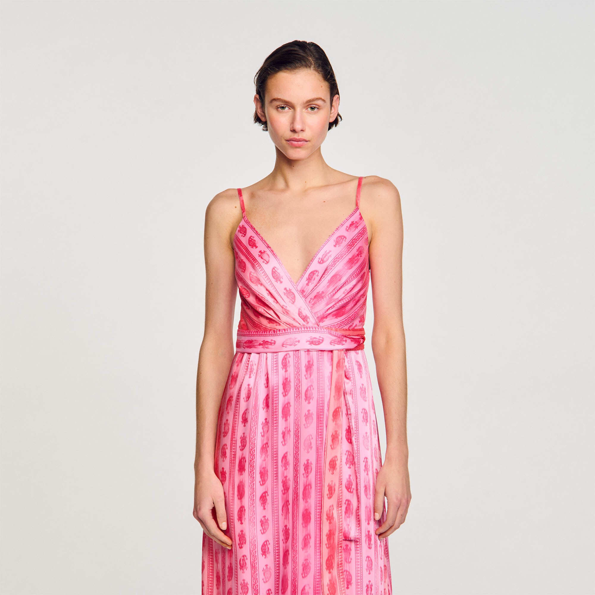 MIDI DRESS WITH TIE BELT - 5