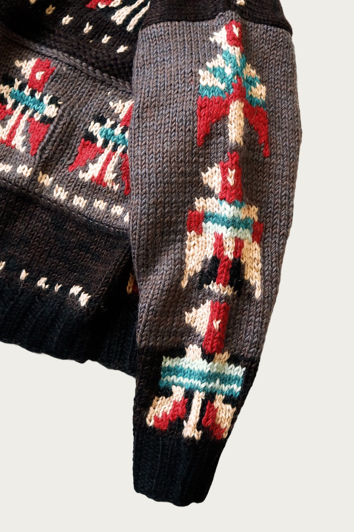 Hand Knit STD Cowichan Crew Sweater - Charcoal - 5
