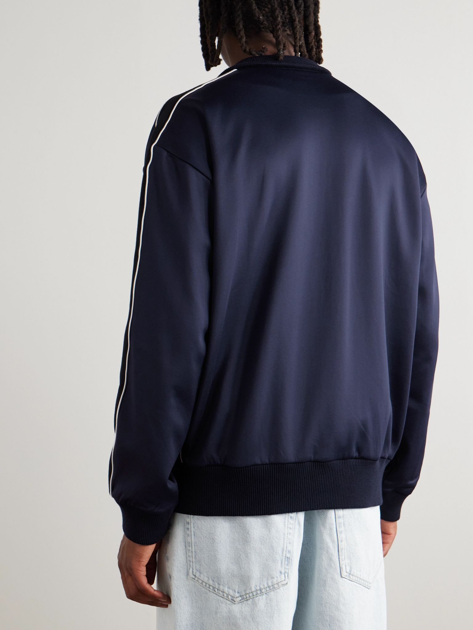 Twill-Trimmed Logo-Embroidered Tech-Jersey Track Jacket Navy - 3