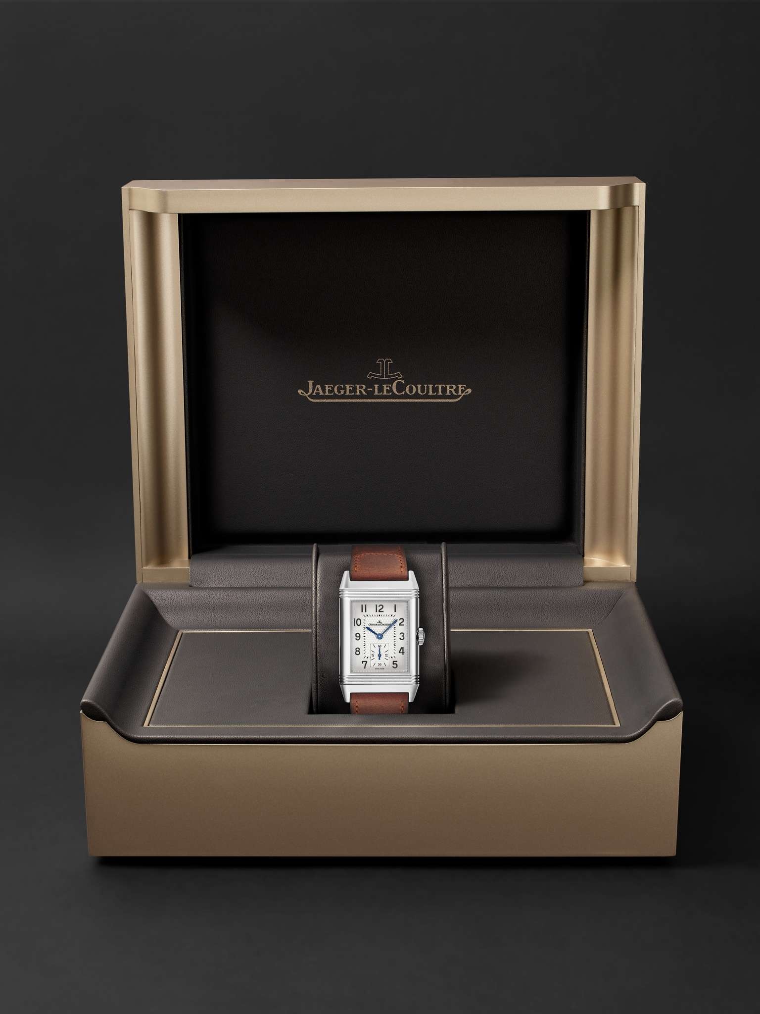 Reverso Classic Small Seconds Sydney Hand-Wound 45.6mm Stainless Steel and Leather Watch, Ref No. JL - 8