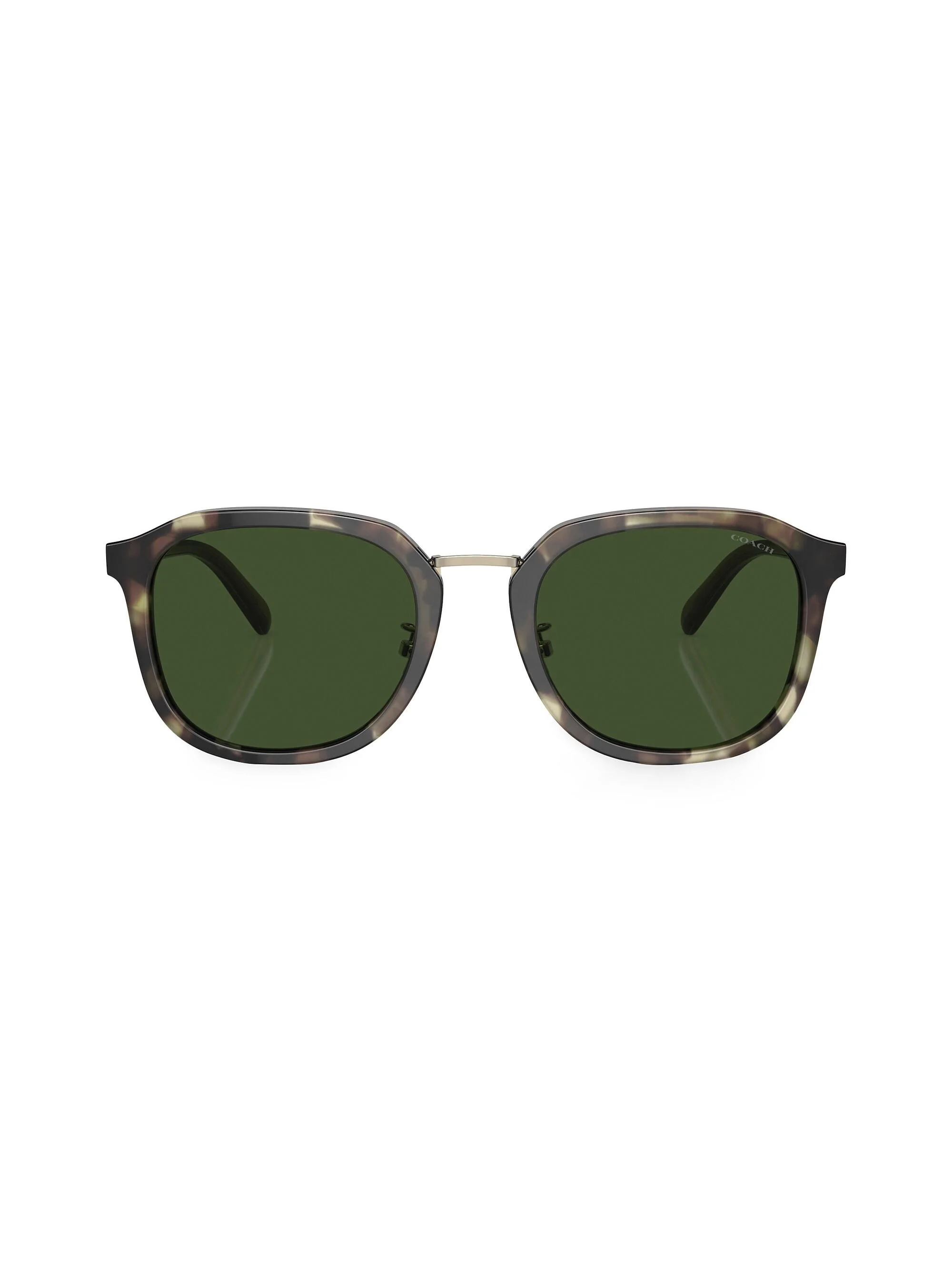 Men's 54MM Round Sunglasses - Tan Havana Green - 1