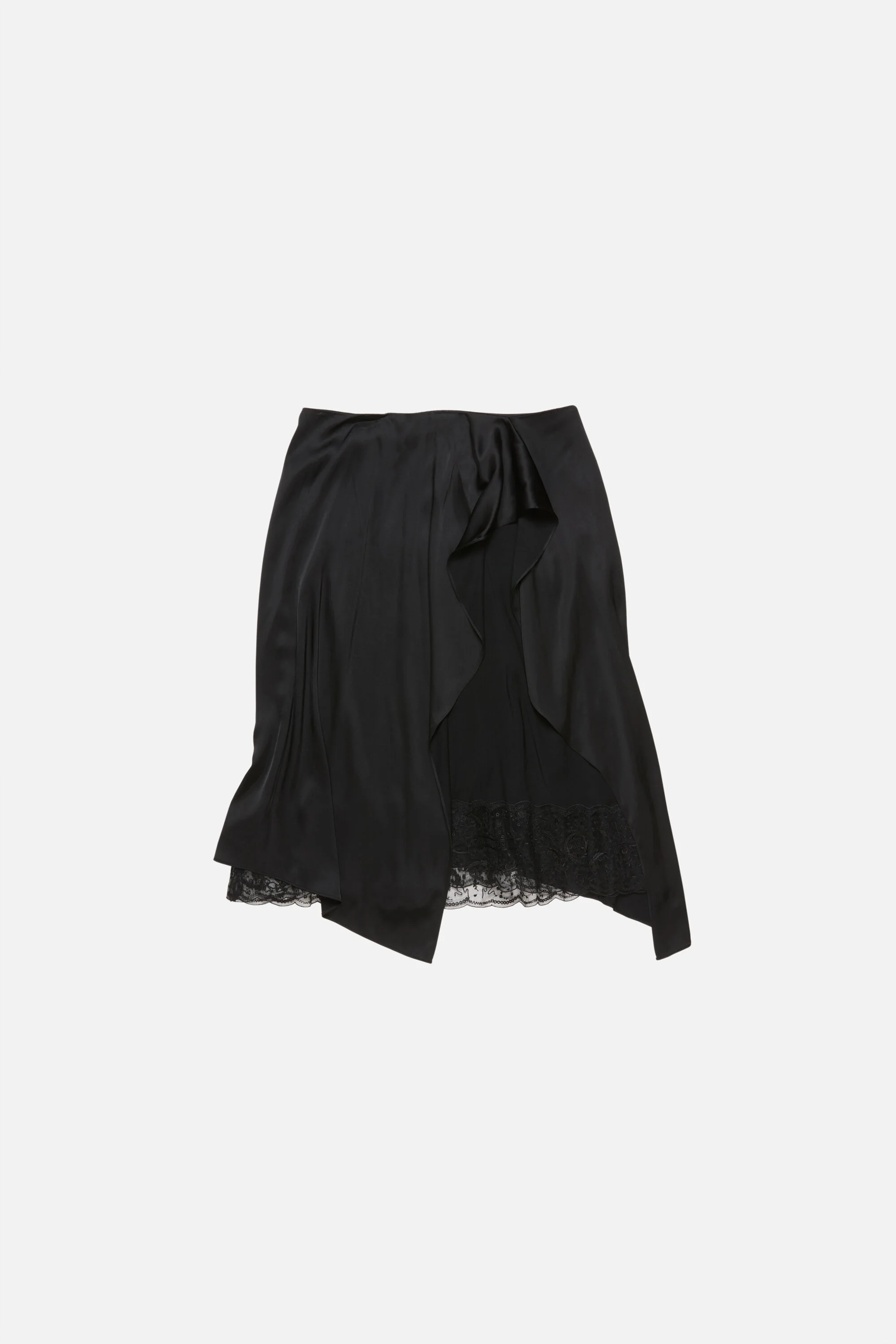 Satin ruffle skirt - Black - 1