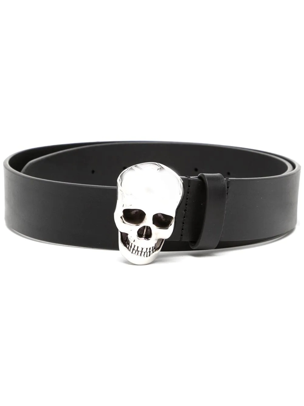 skull-motif leather belt - 1