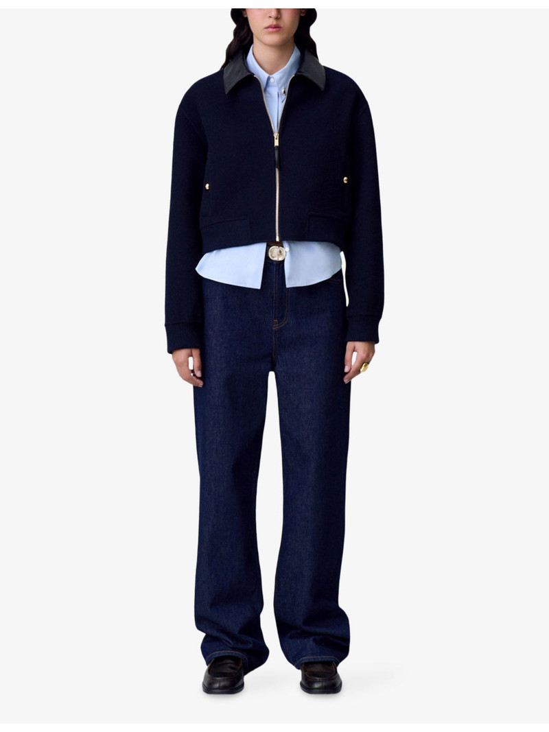Claudie Pierlot Contrast-Collar Boxy-Fit Wool-Blend Jacket outlook