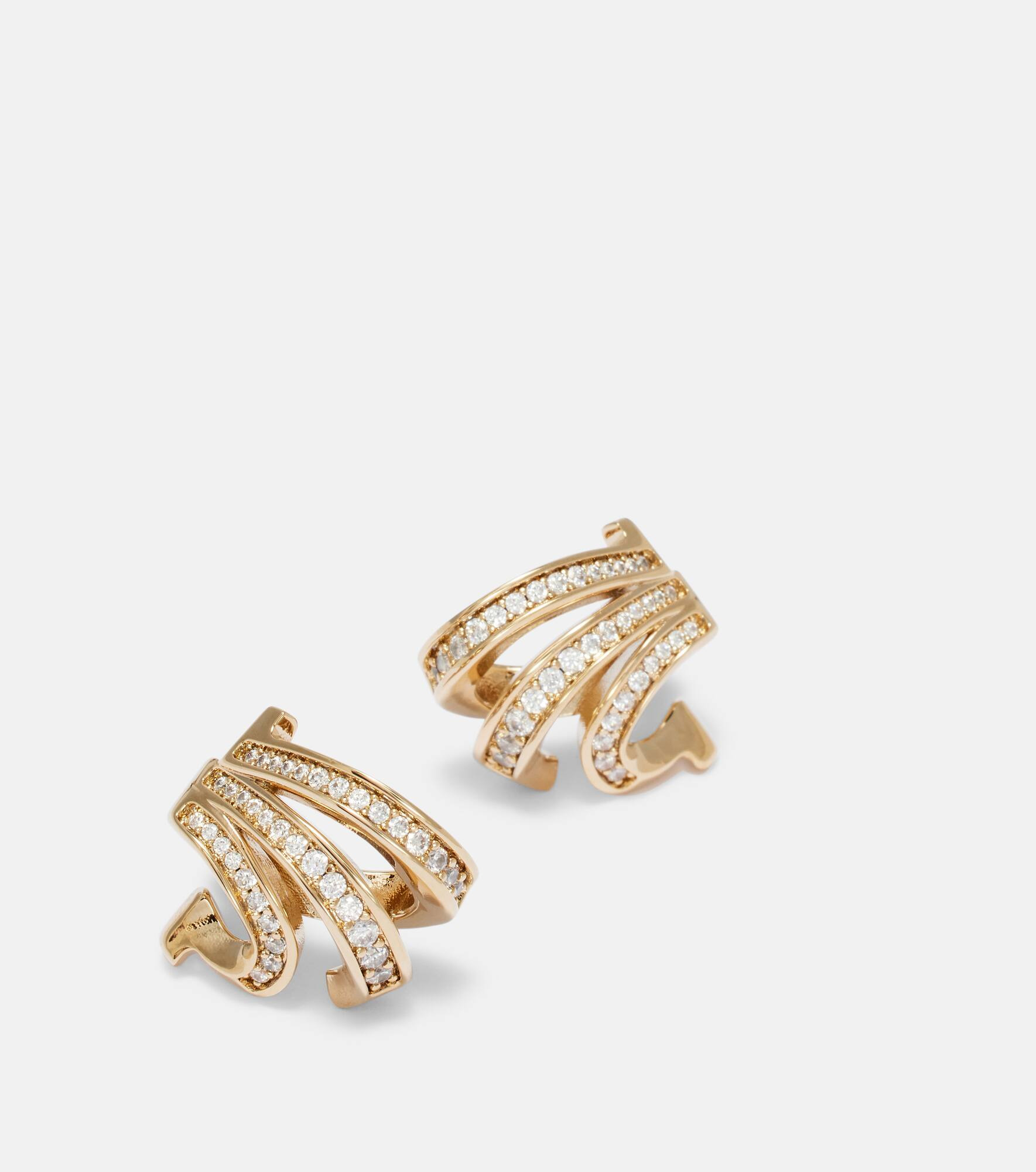 Embellished gold-plated hoop earrings - 4