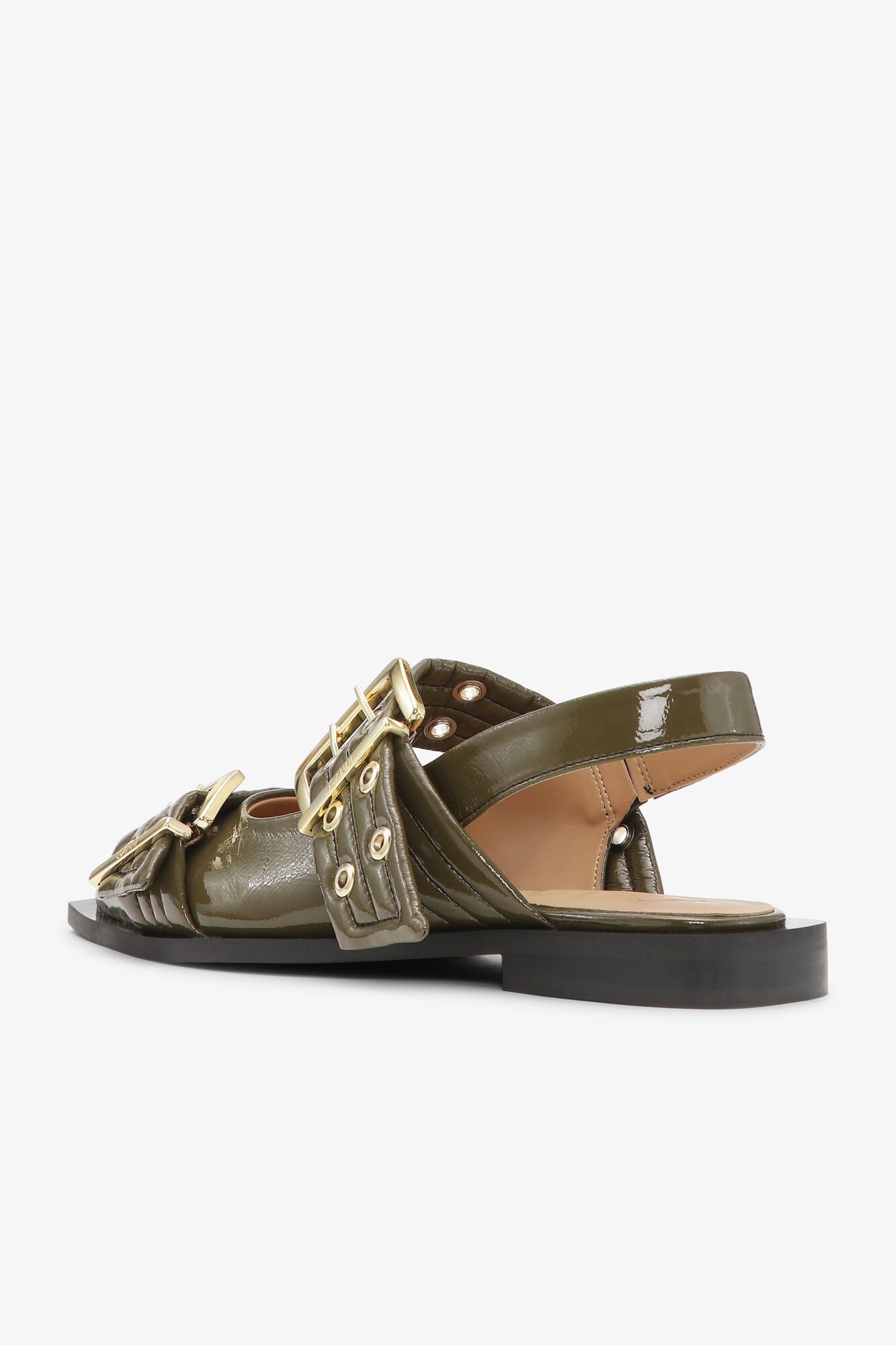 OLIVE GREEN FEMININE BUCKLE BALLERINAS - 3