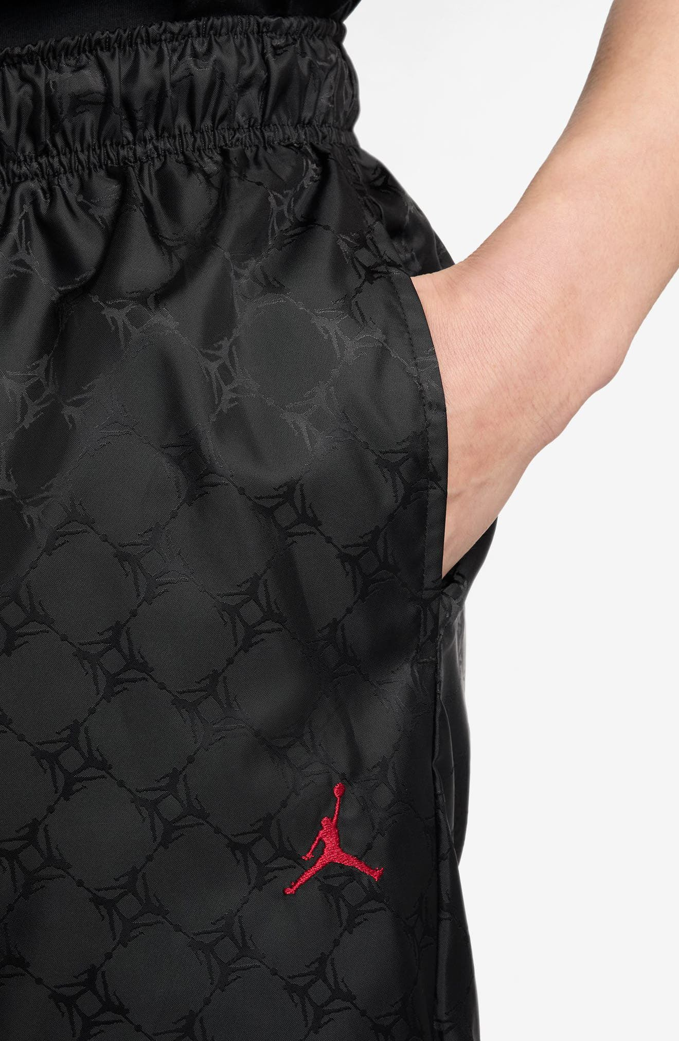 Jordan Brooklyn Printed Nylon Draft Pants in Black/Iron Grey/Gym Red/Red at Nordstrom - 3