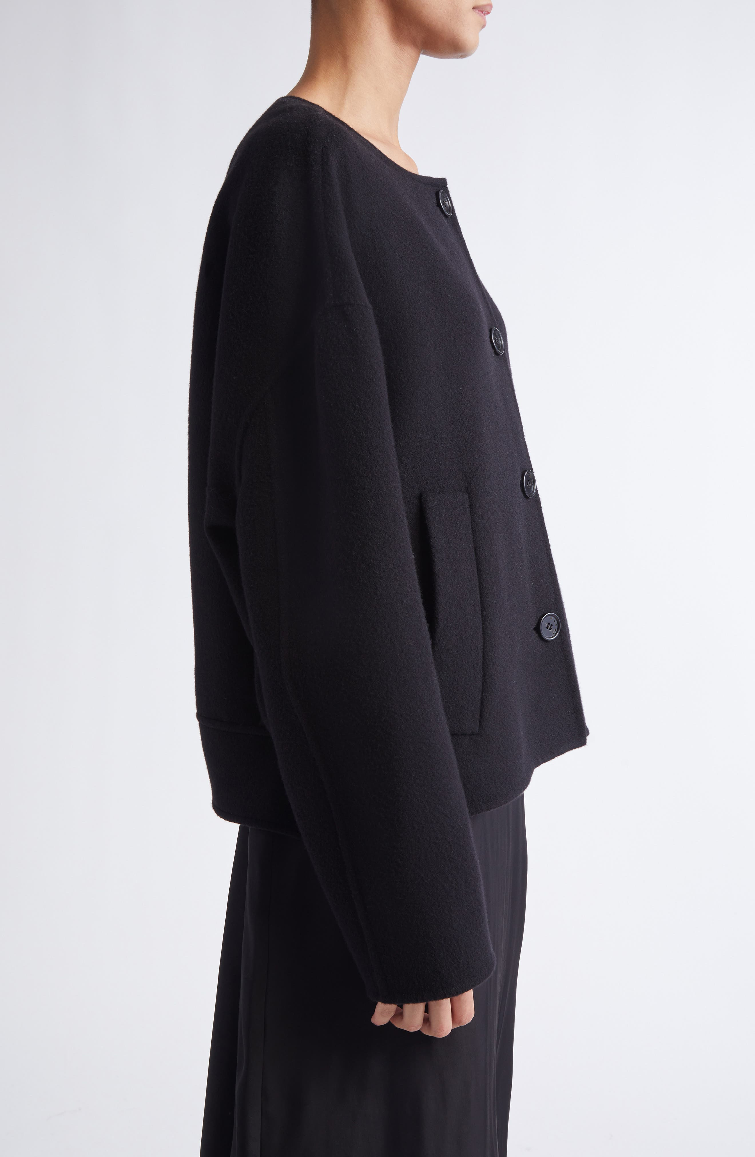 Marni Double Face Virgin Wool & Cashmere Jacket in 00N99 Black at Nordstrom - 4