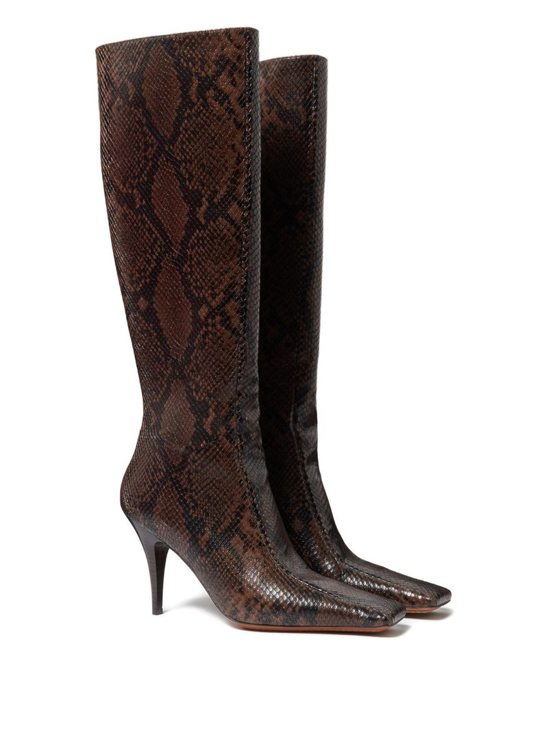 Stella McCartney square-toe snakeskin-pattern boots outlook