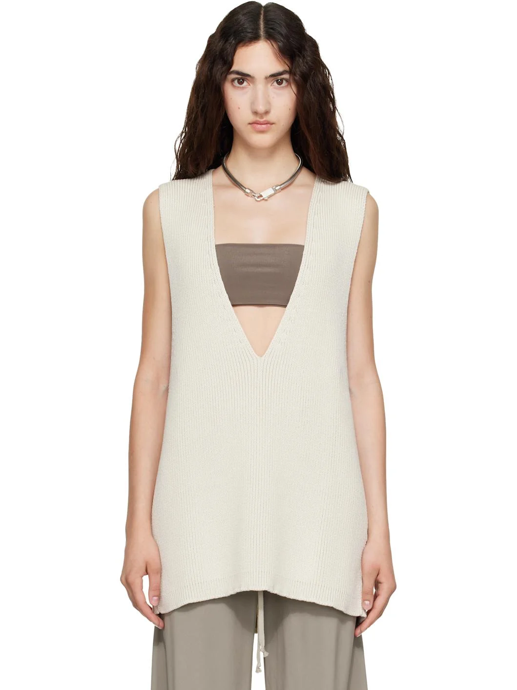 Off-White Tower Wool Knit V Neck Vest - 1