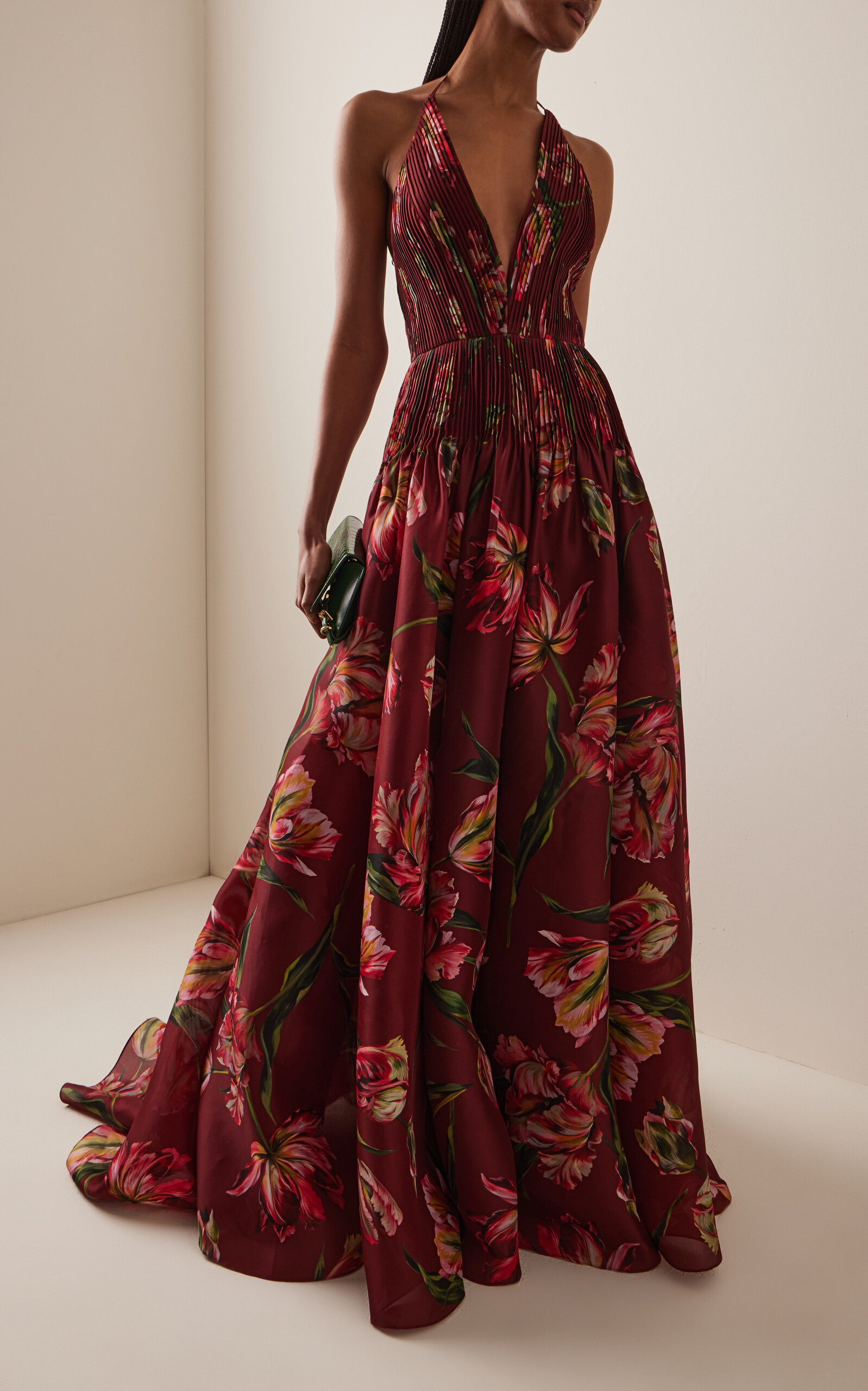 Floral Silk Gown red - 2