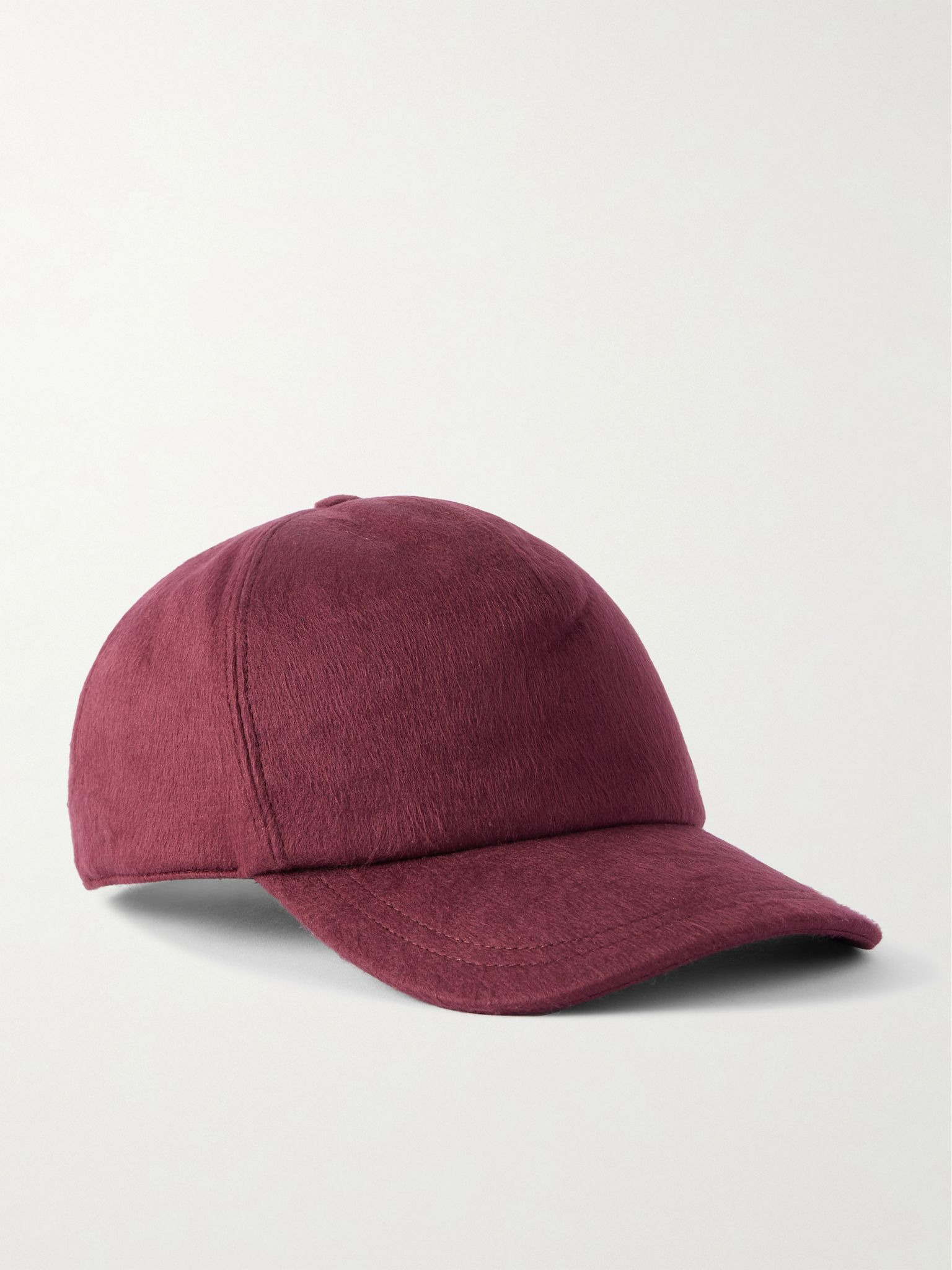 Zed brushed-silk and cashmere-blend baseball cap Burgundy - 1