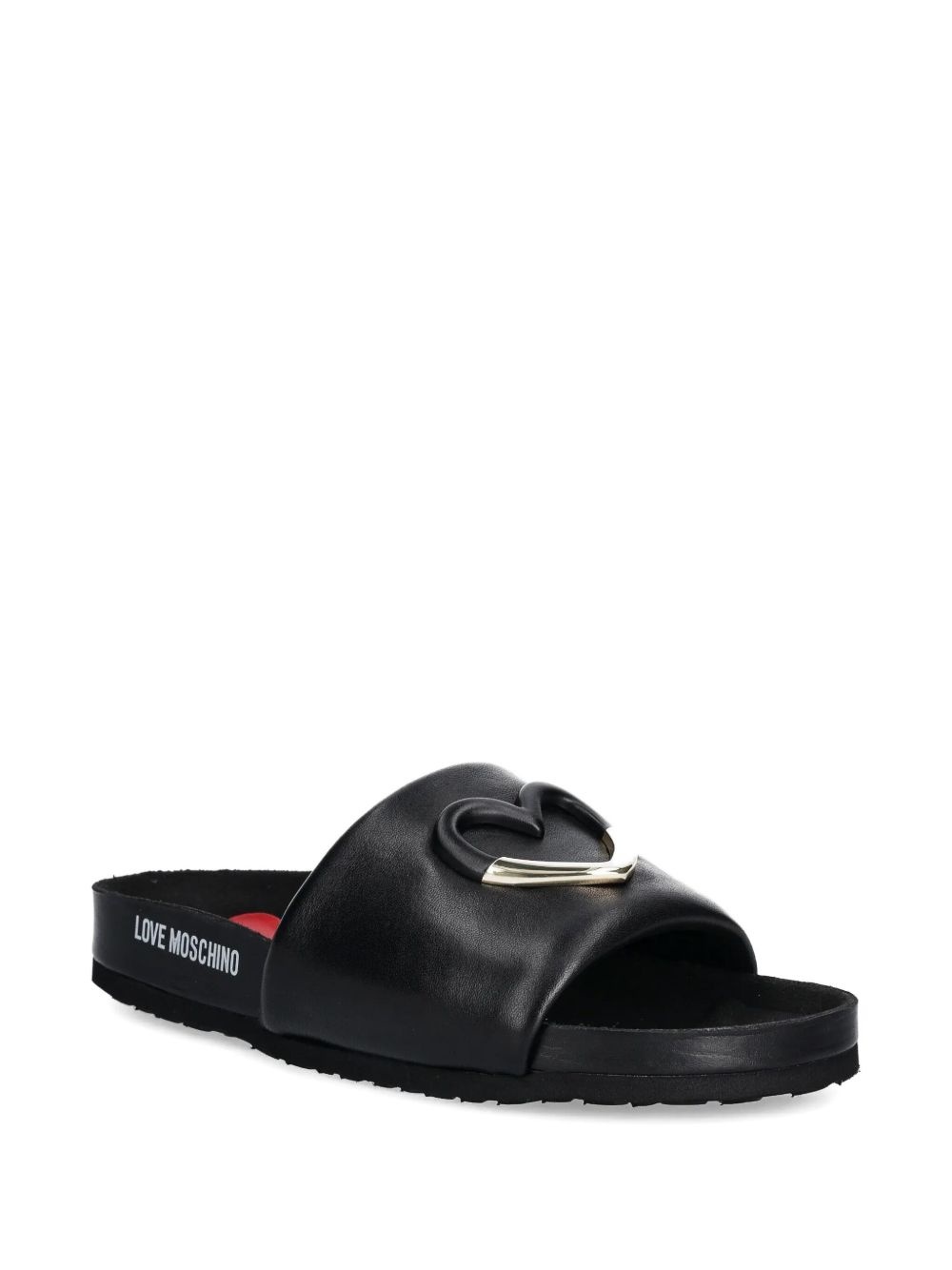 logo-print leather slides - 2