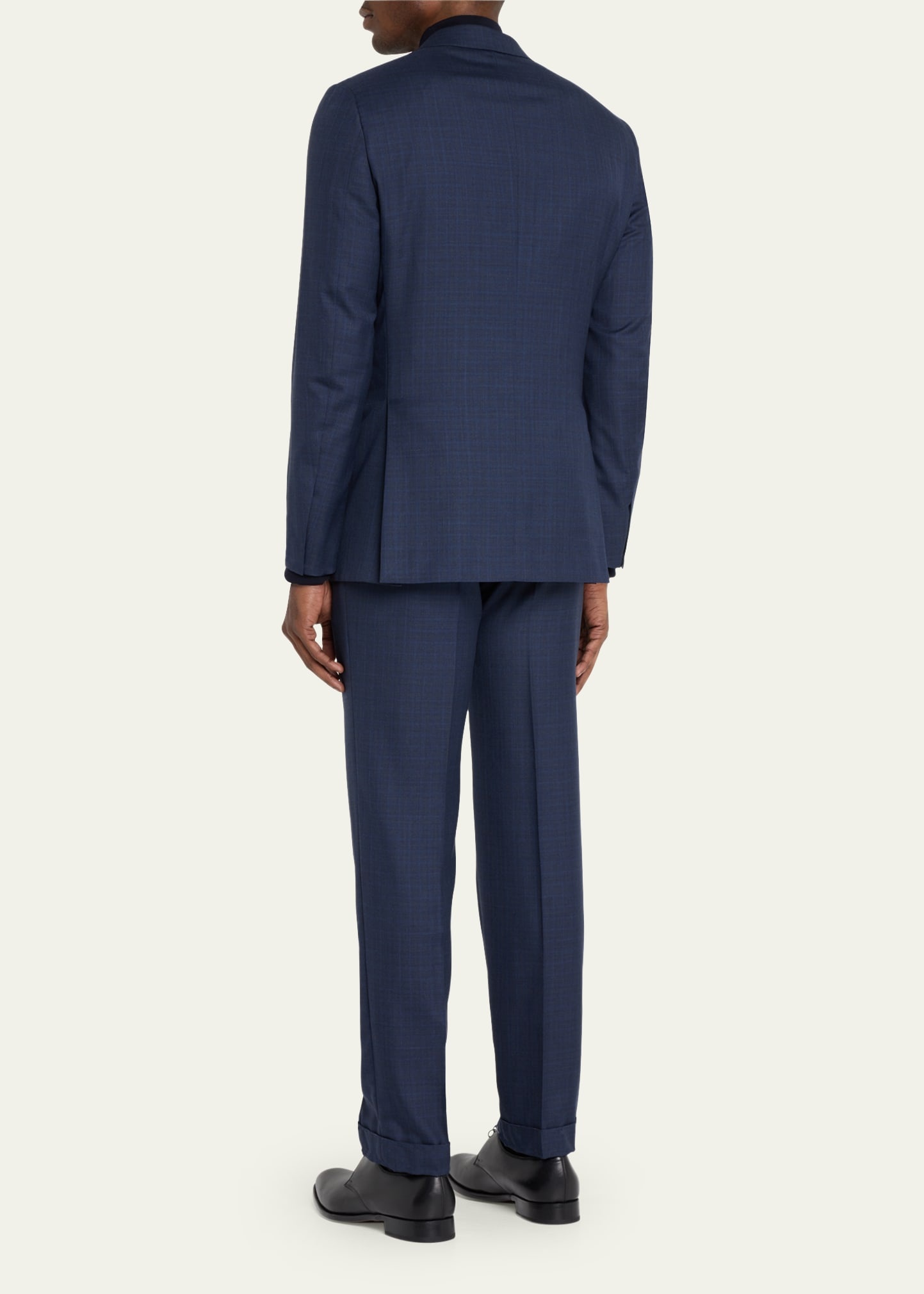 Men's Super 150s Wool-Silk Plaid Suit - 3