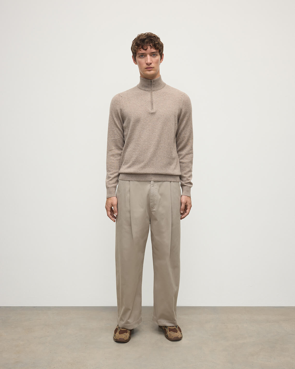 Classic Cashmere Brown Zip Neck Jumper - 2