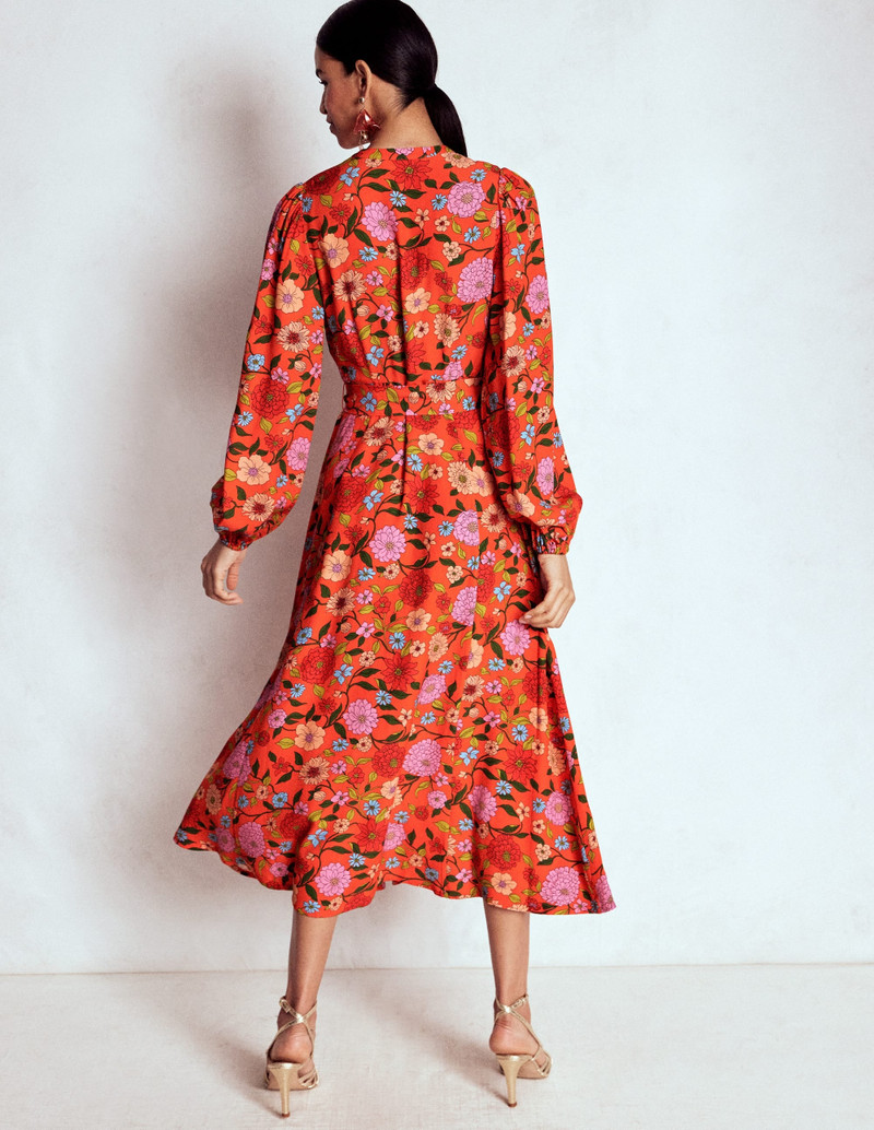 Mae Occasion Maxi Shirt Dress-Firecracker Red, Dahlia Trail 4