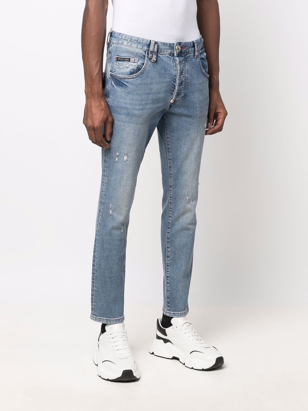 distressed skinny-cut jeans - 3