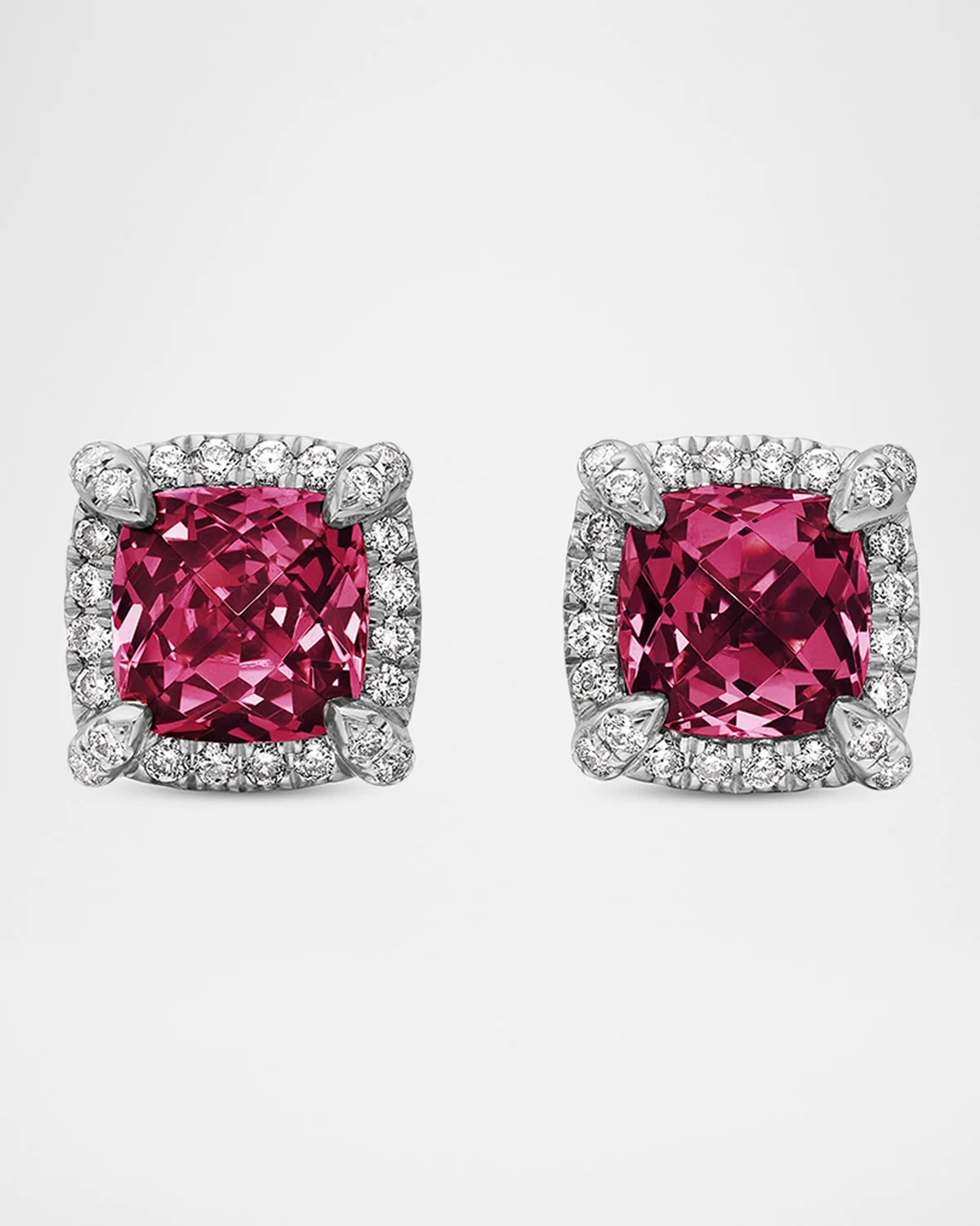 5mm Chatelaine Pavé Bezel Stud Earrings with Gemstone and Diamonds in Silver - 1