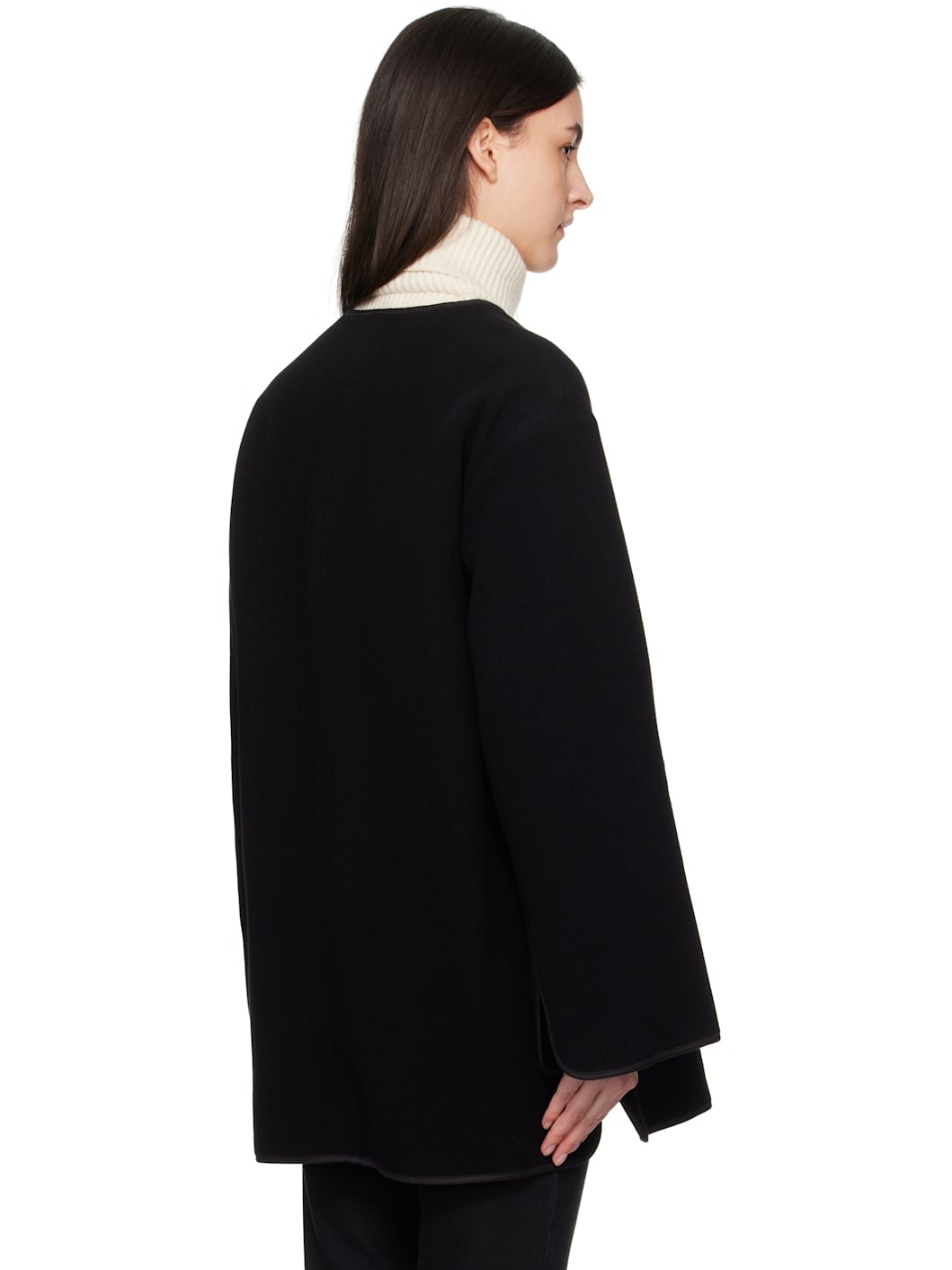 Black Felted Wool Jacket - 3