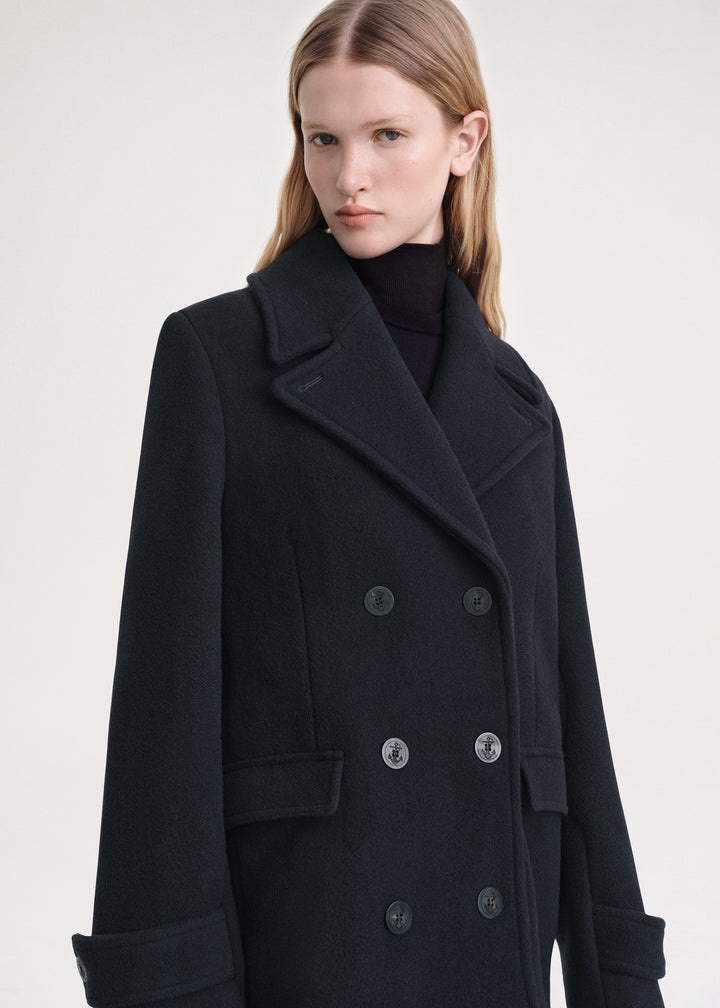 Soft felted wool peacoat navy - 5