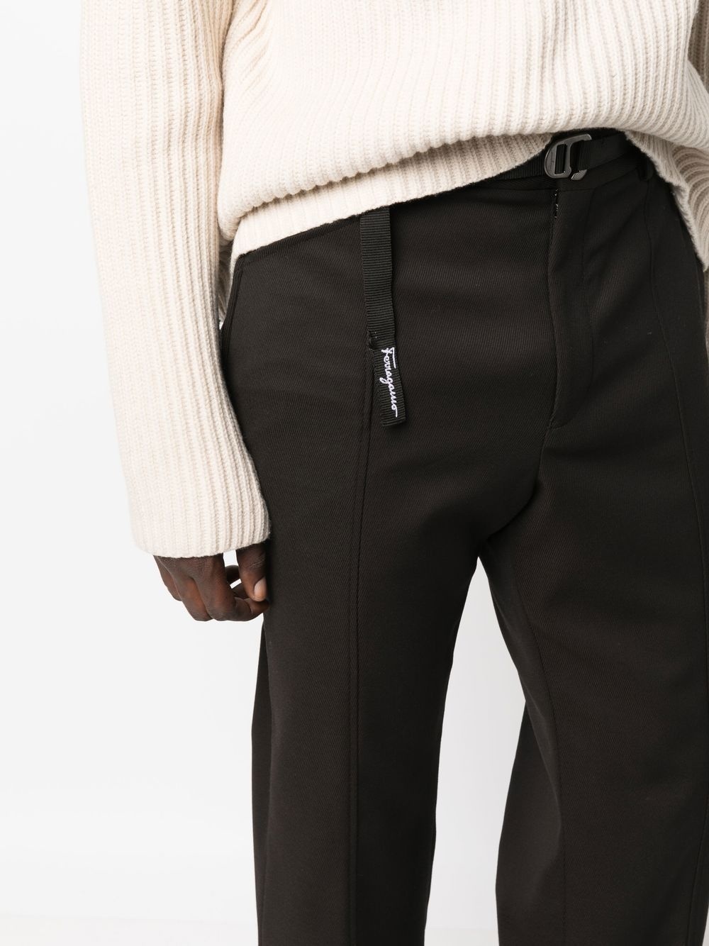 straight-leg belted trousers - 5