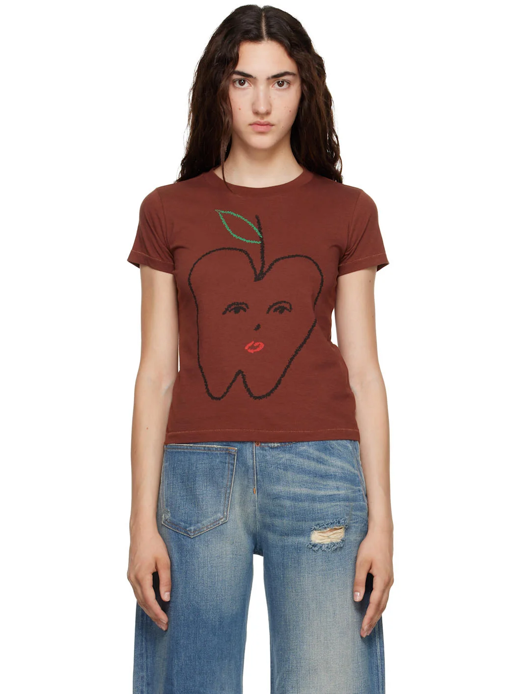 Brown 'Apple' Cropped T-shirt - 1