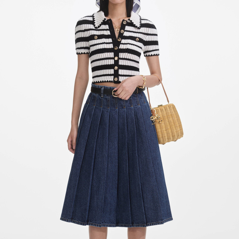 Cream And Black Striped Crochet Top 4