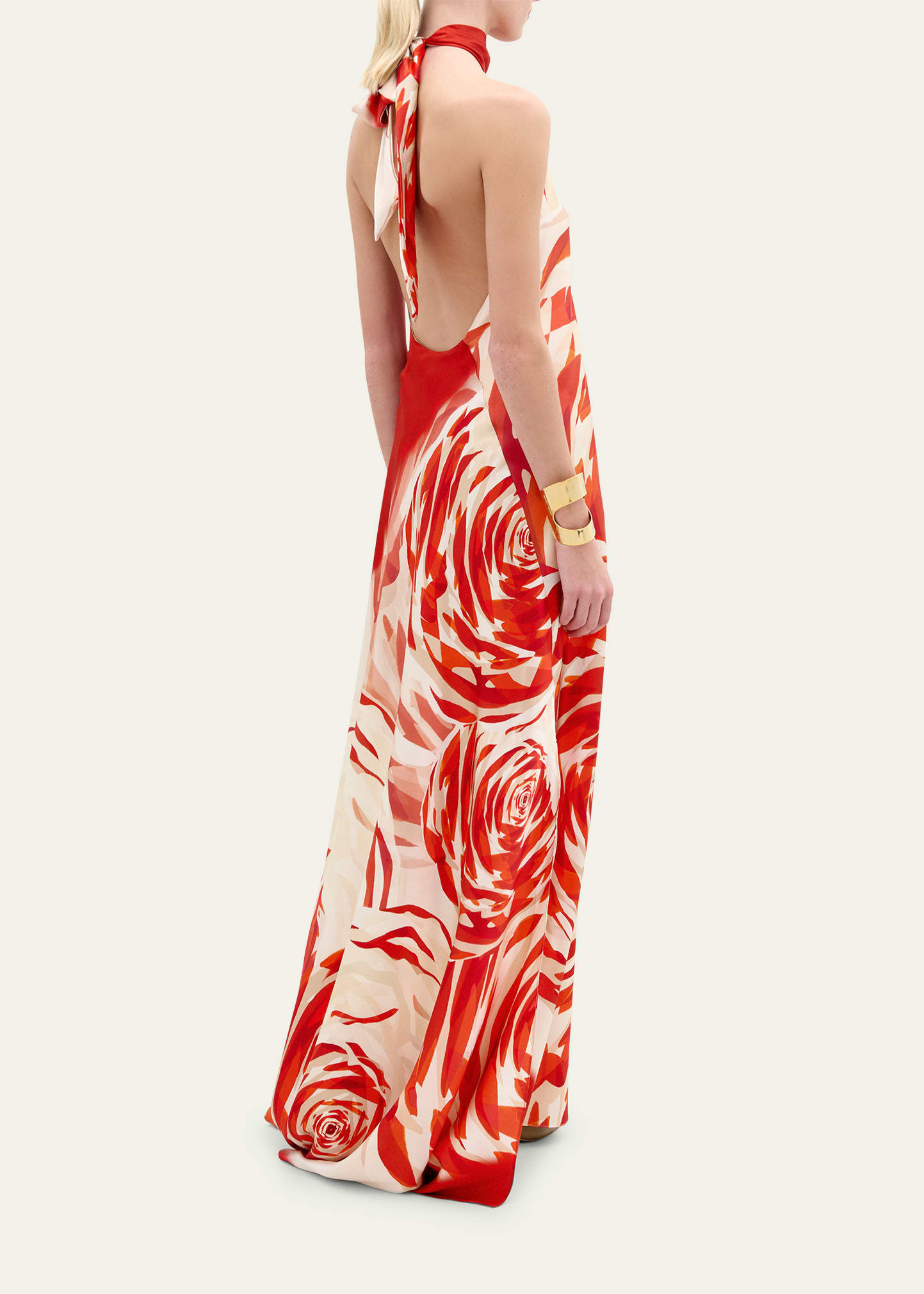 Sherry Abstract Halter Silk Maxi Dress - 3
