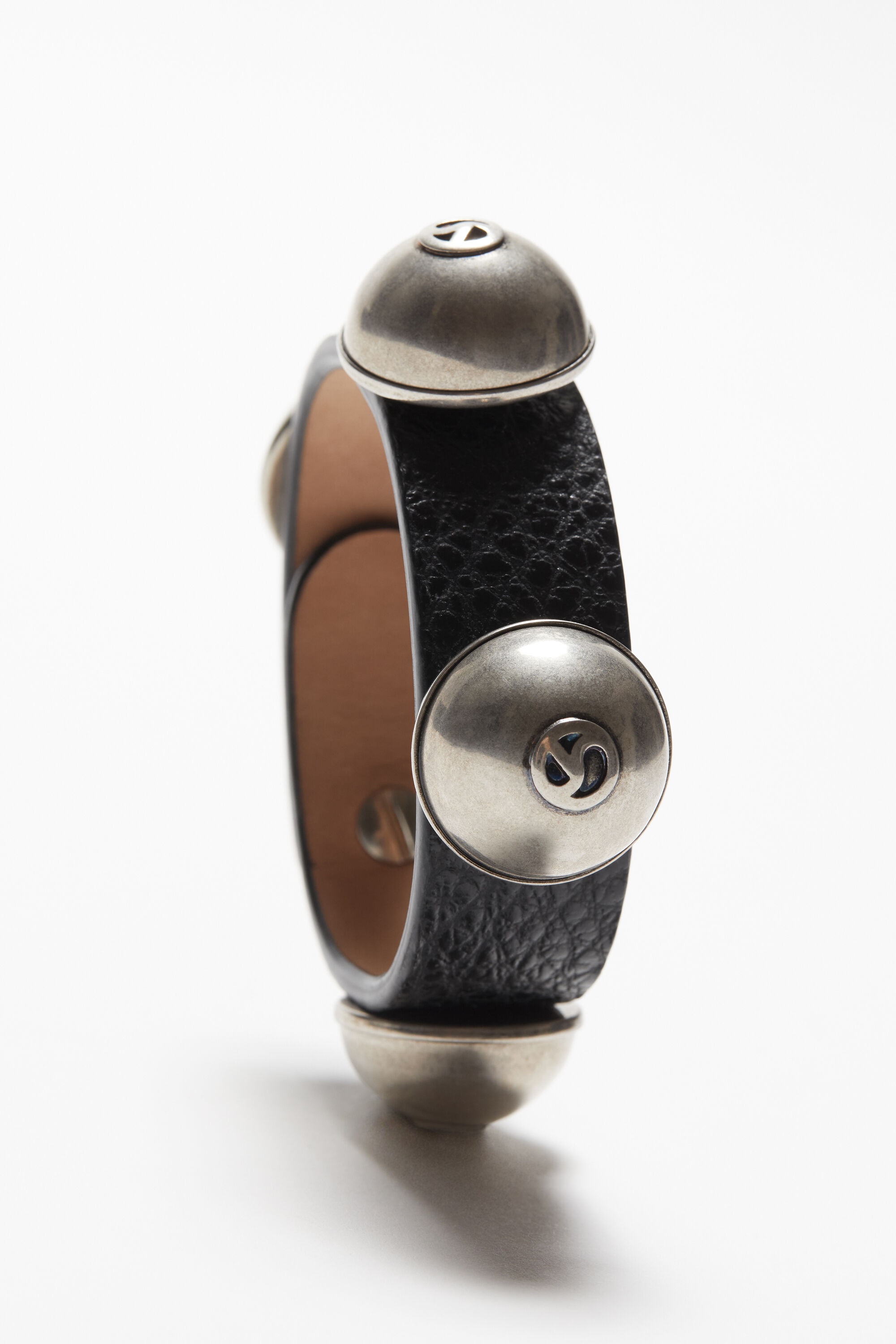 Leather stud bracelet - Black - 4