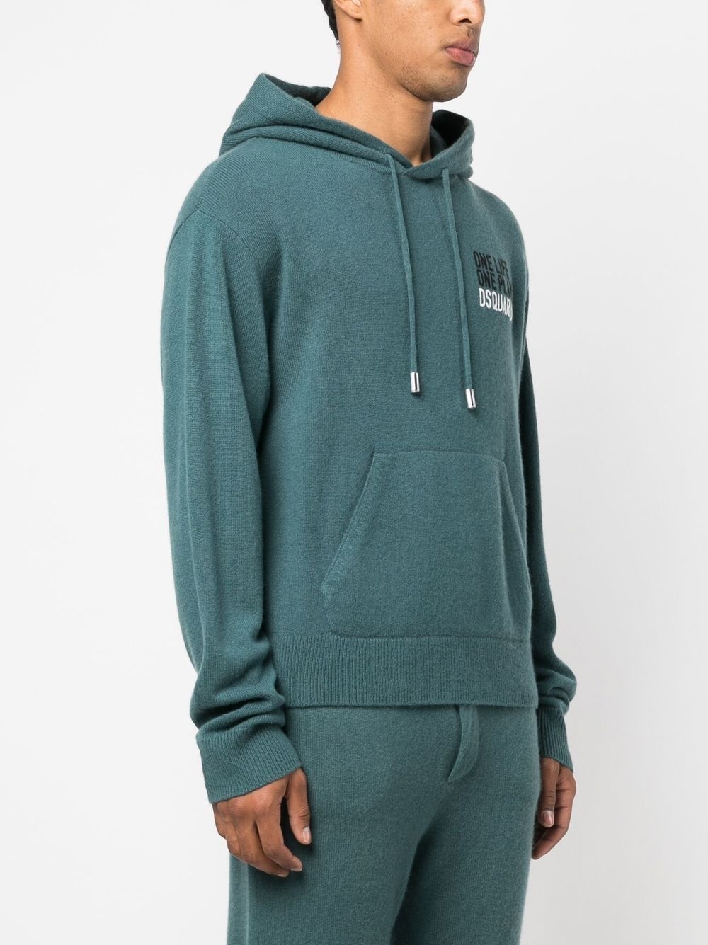 embroidered-logo cashmere hoodie - 3