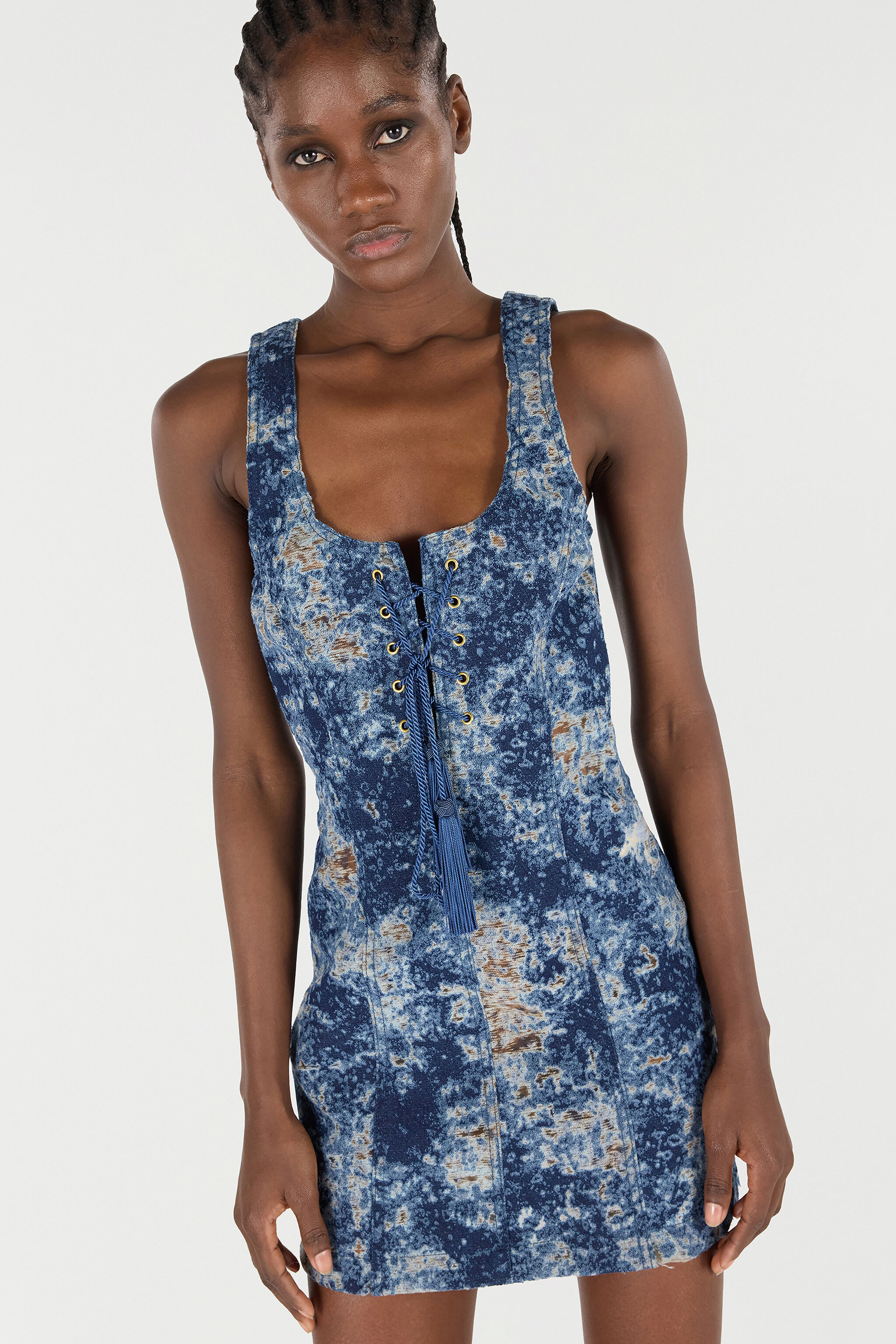 Mini Dress With Discoloration - 6