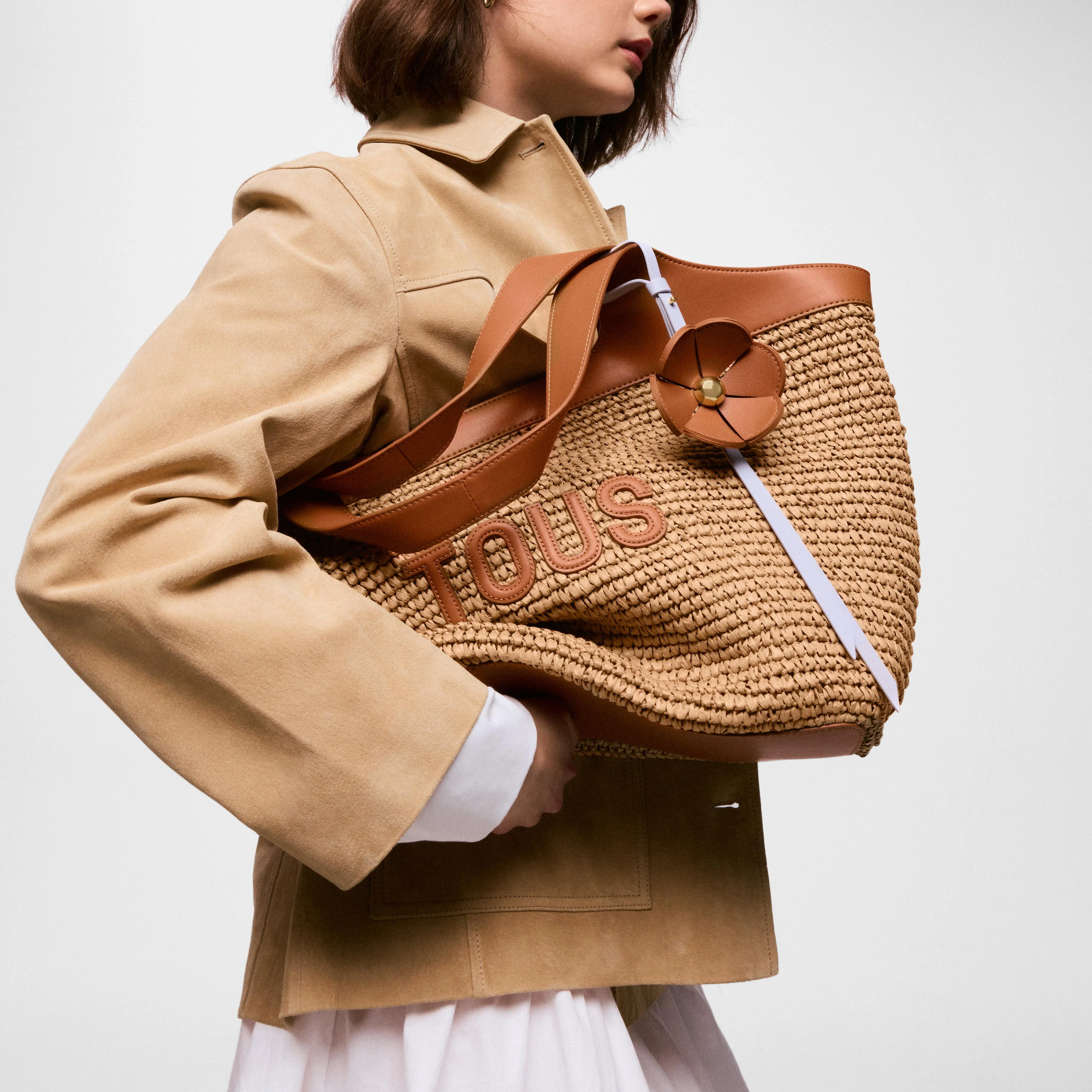 Large camel Tote bag TOUS Lirio Rafia - 1