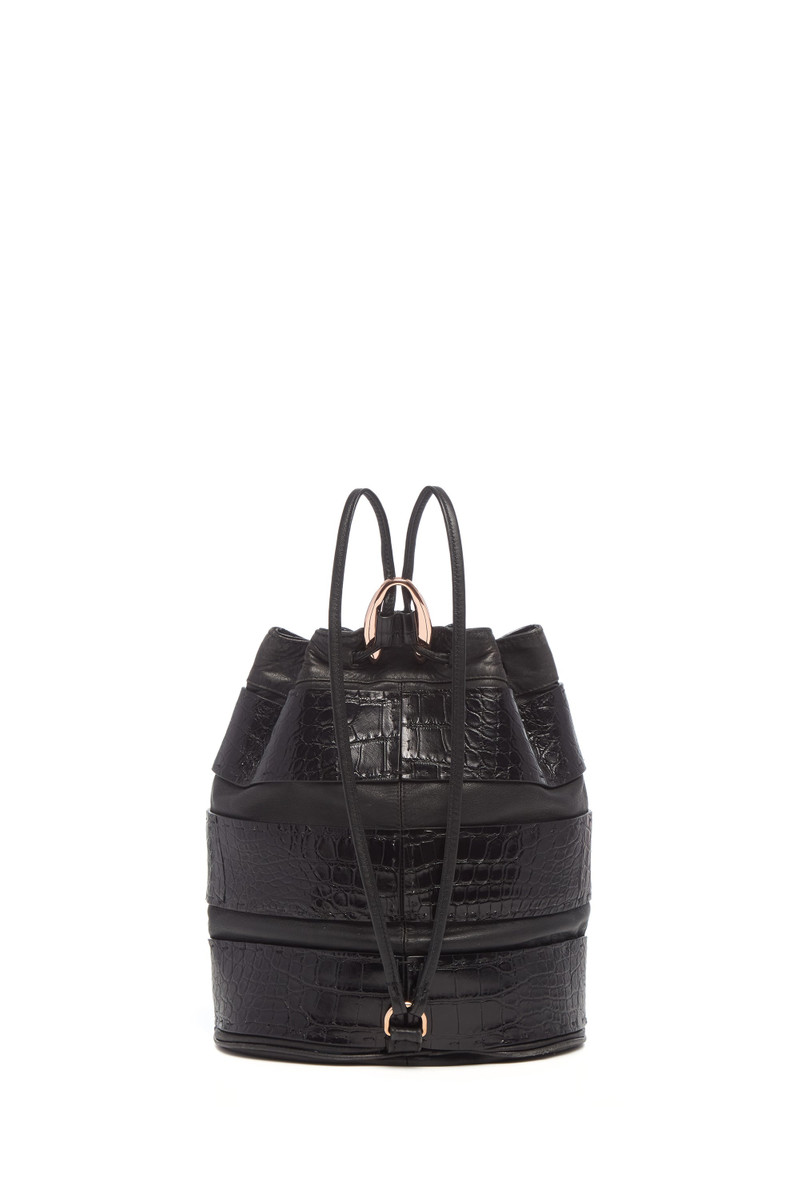 Vintage No.2 Backpack in Black Nappa & Crocodile Leather 4