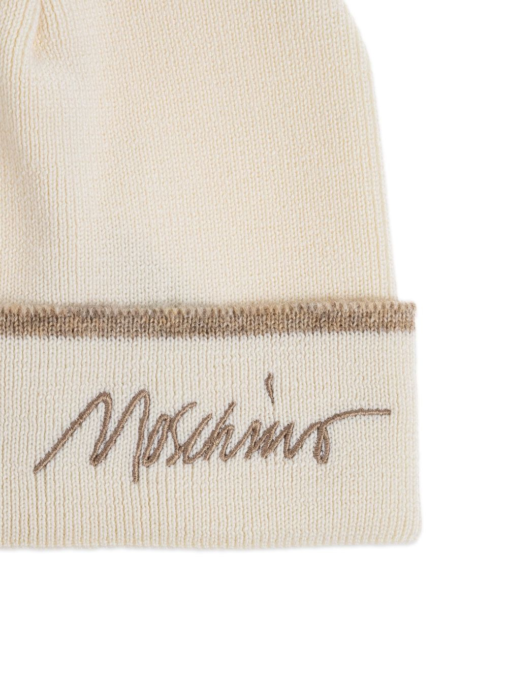 embroidered-logo wool beanie hat - 3